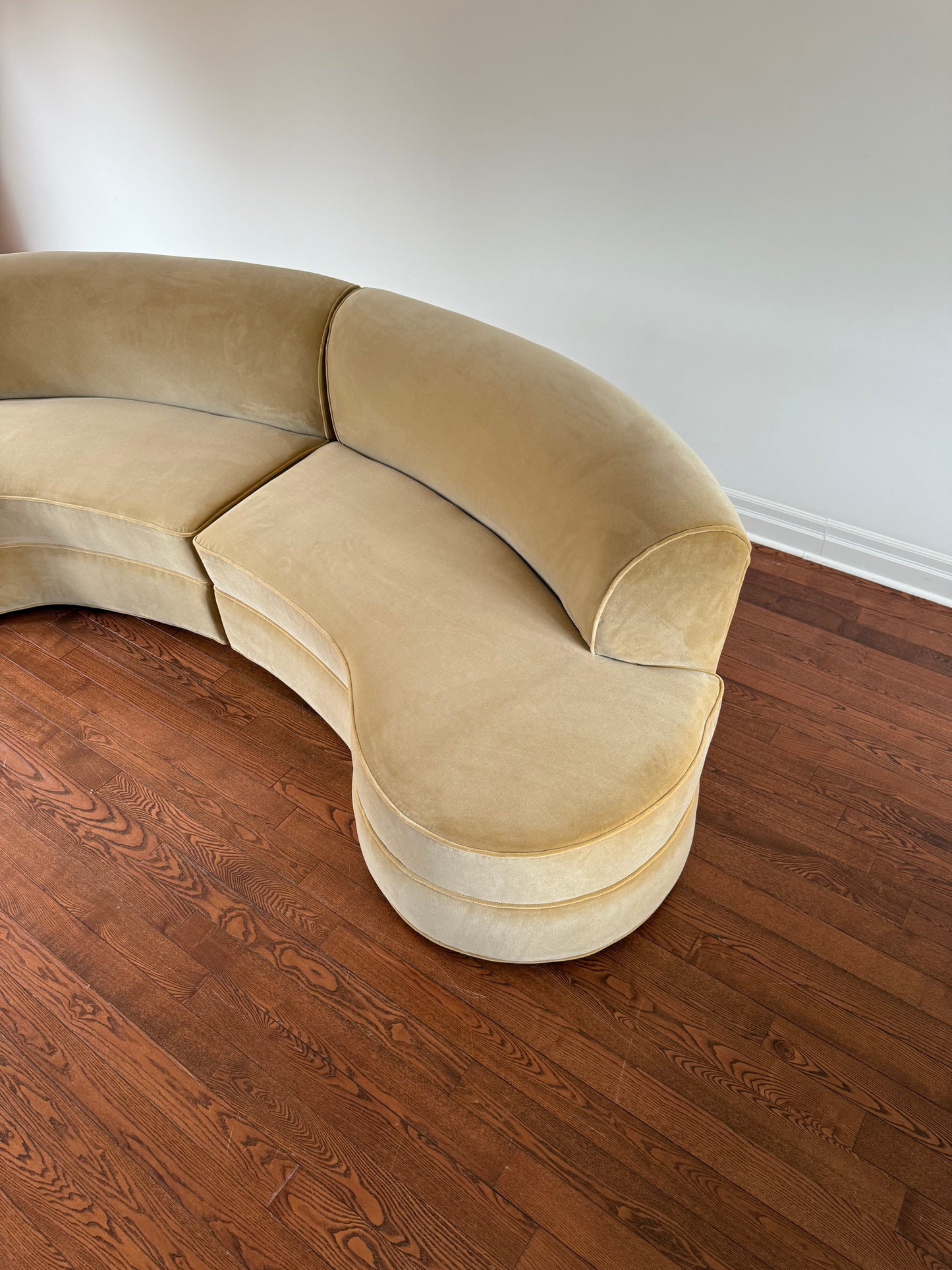 Curved Velvet Sofa, 1950s