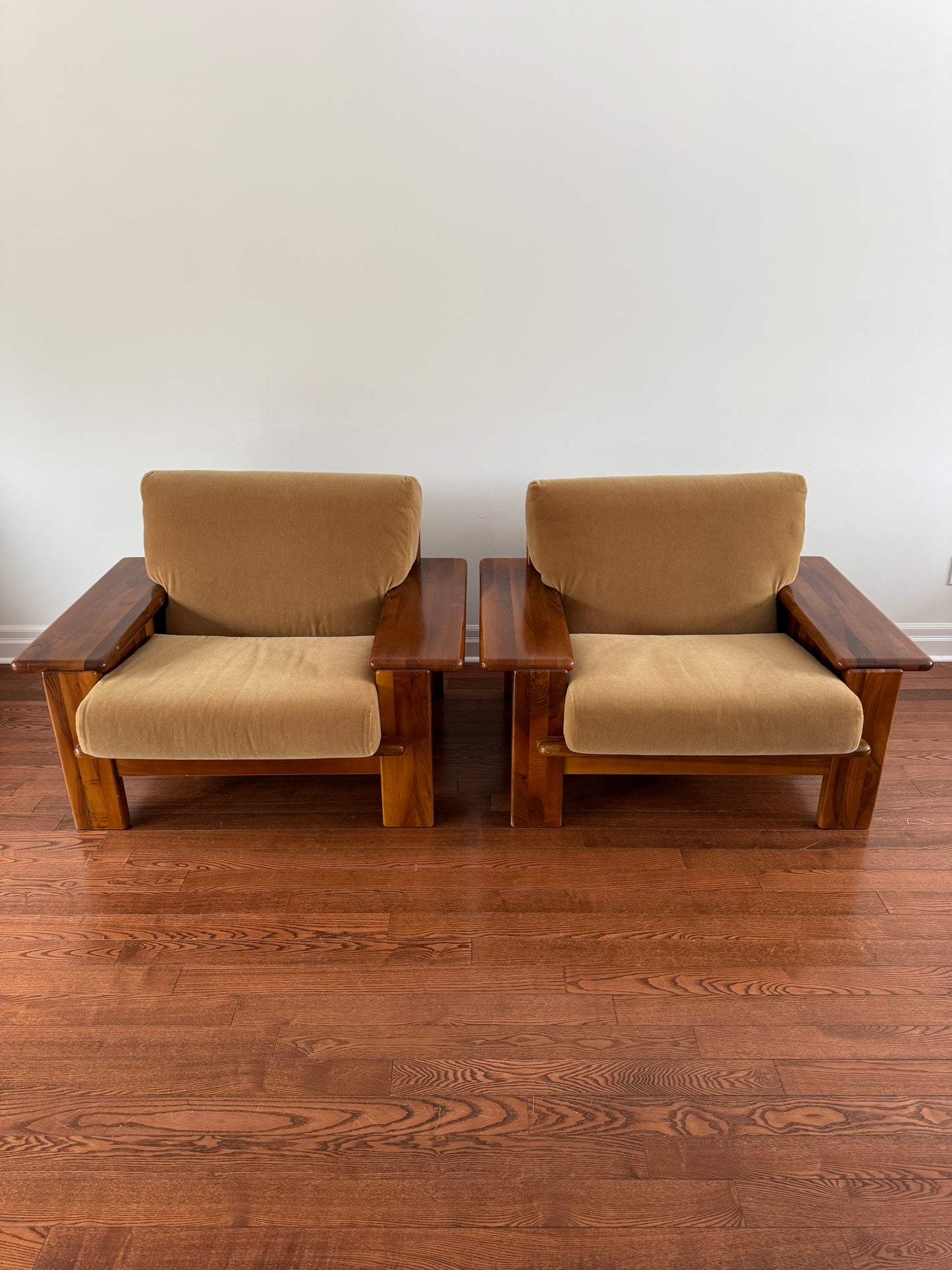 Walnut Armchairs by Mario Marenco for Mobil Girgi, 1970s