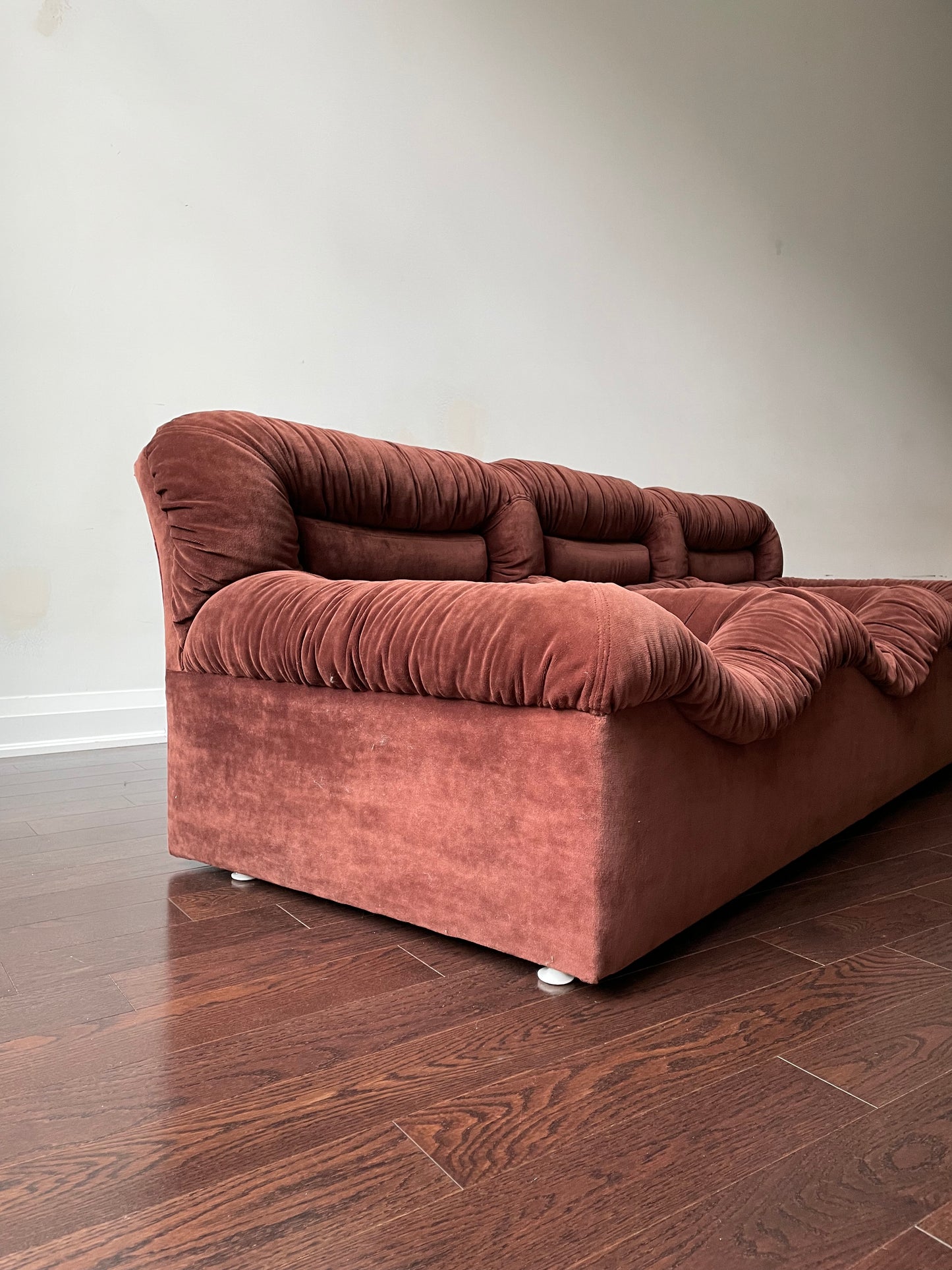 Vintage Brown Velvet Sofa