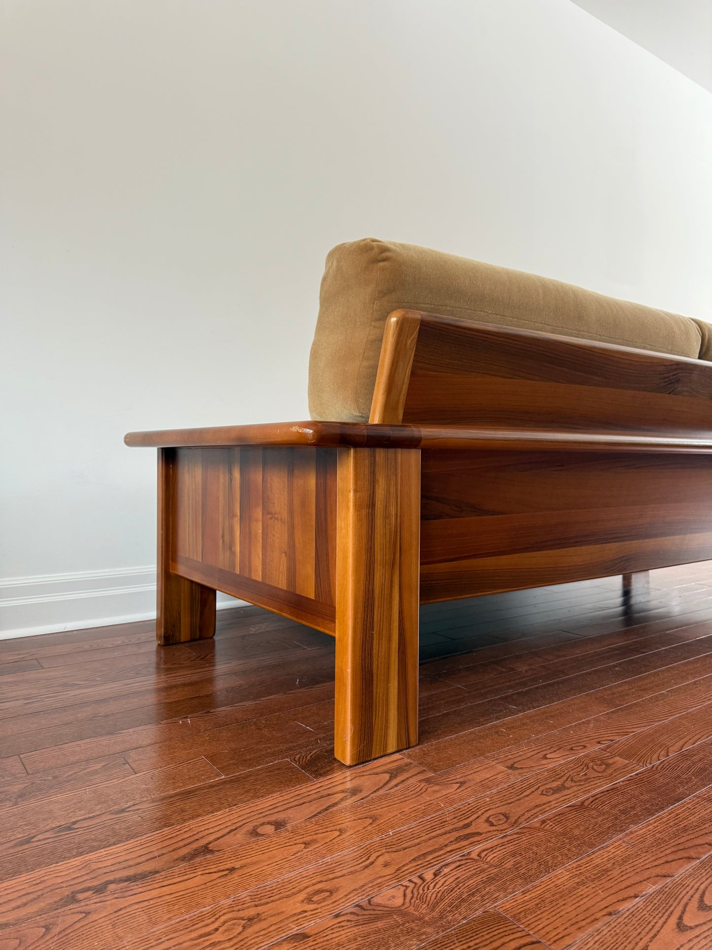 Walnut Sofa by Mario Marenco for Mobil Girgi, 1970s
