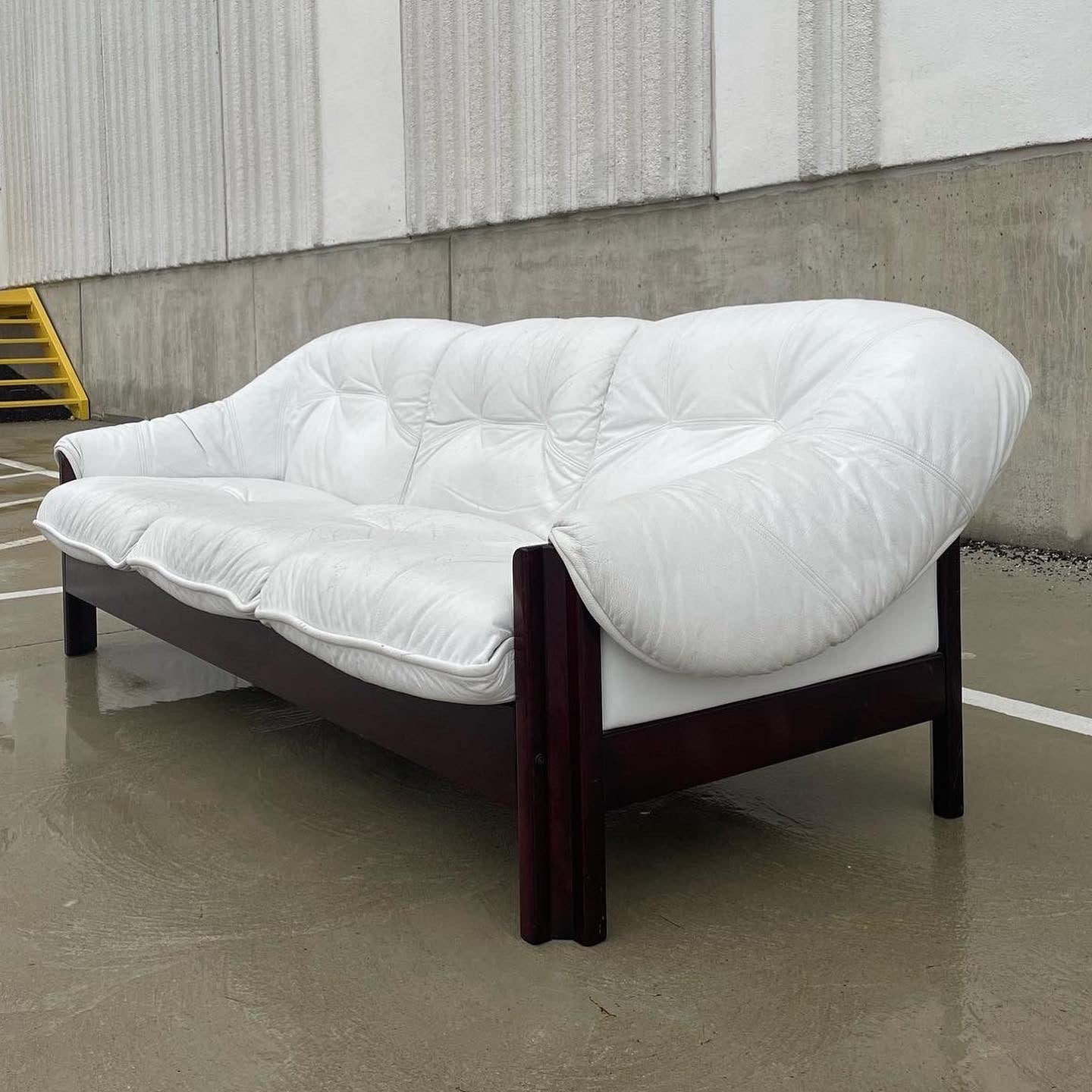 Probel White Leather Sofa Jean Gillon