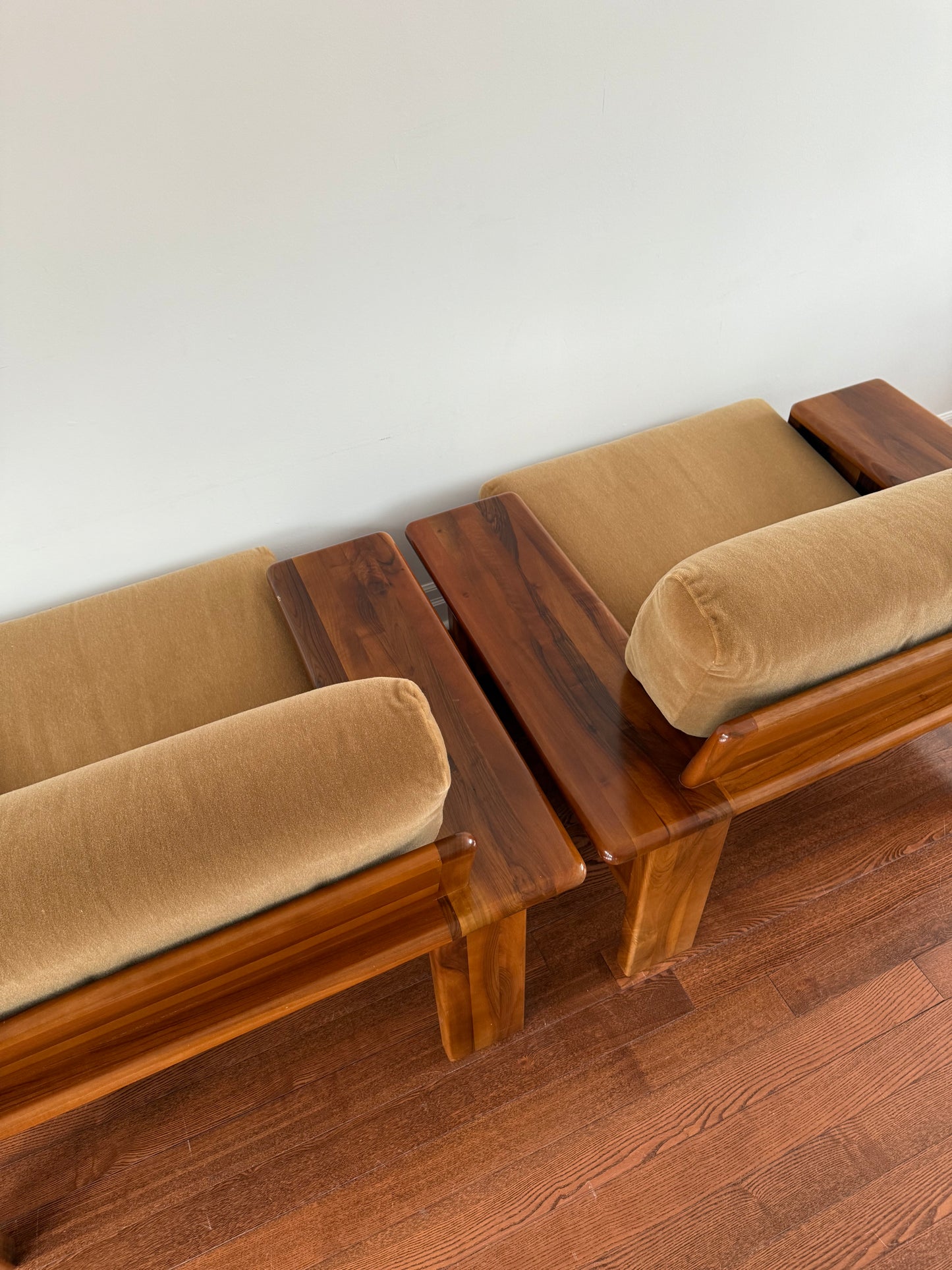 Walnut Armchairs by Mario Marenco for Mobil Girgi, 1970s