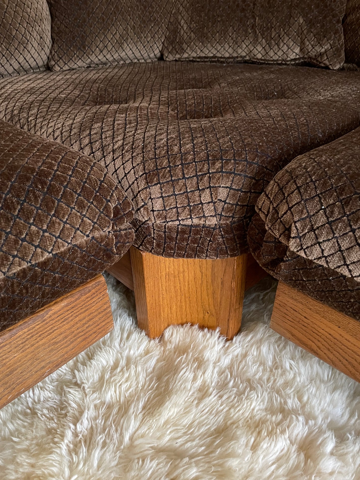 Howard Furniture Slatted Oak Sectional Sofa, 1980s