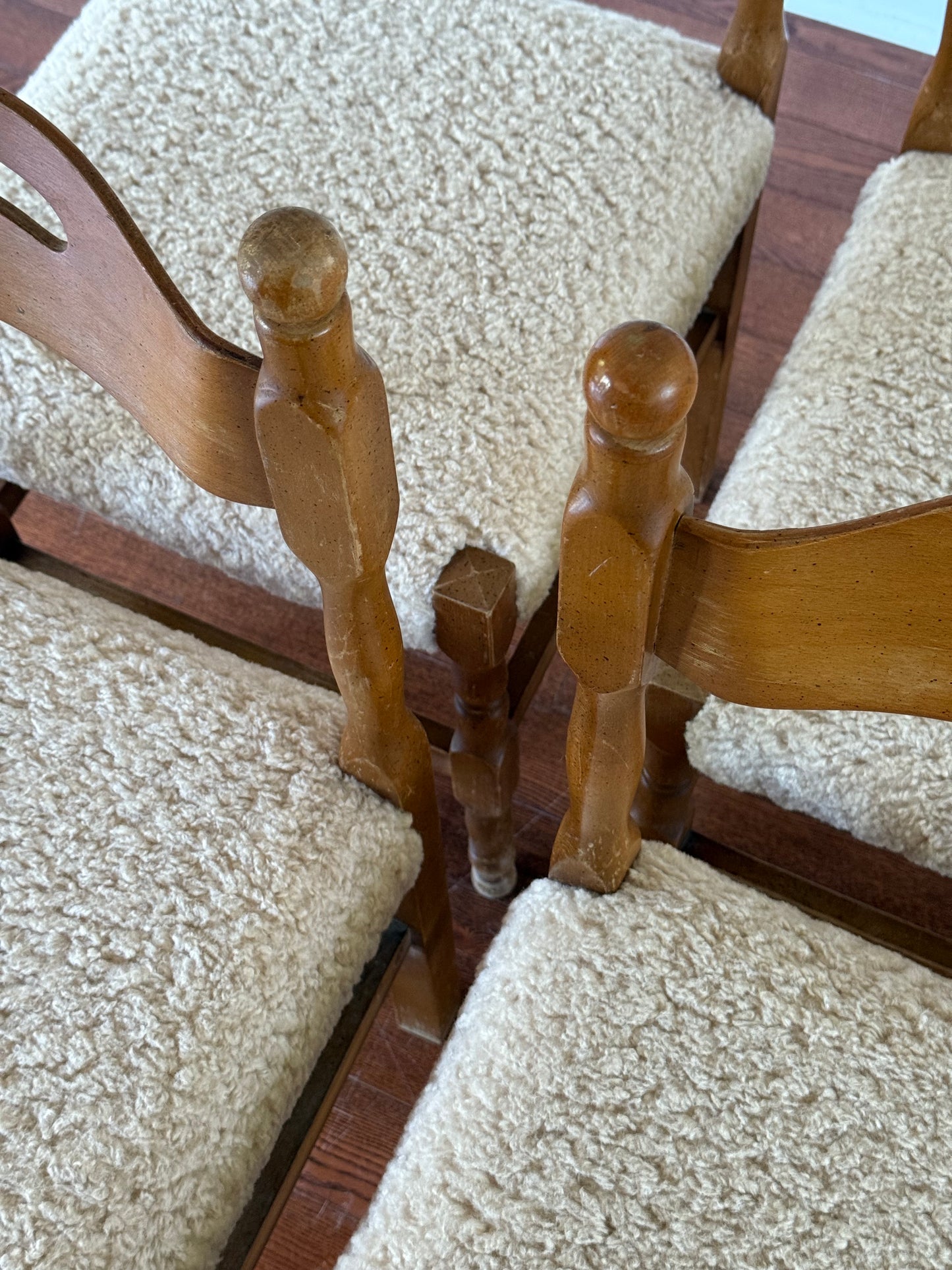 Turned Pine Dining Chairs, 1960s