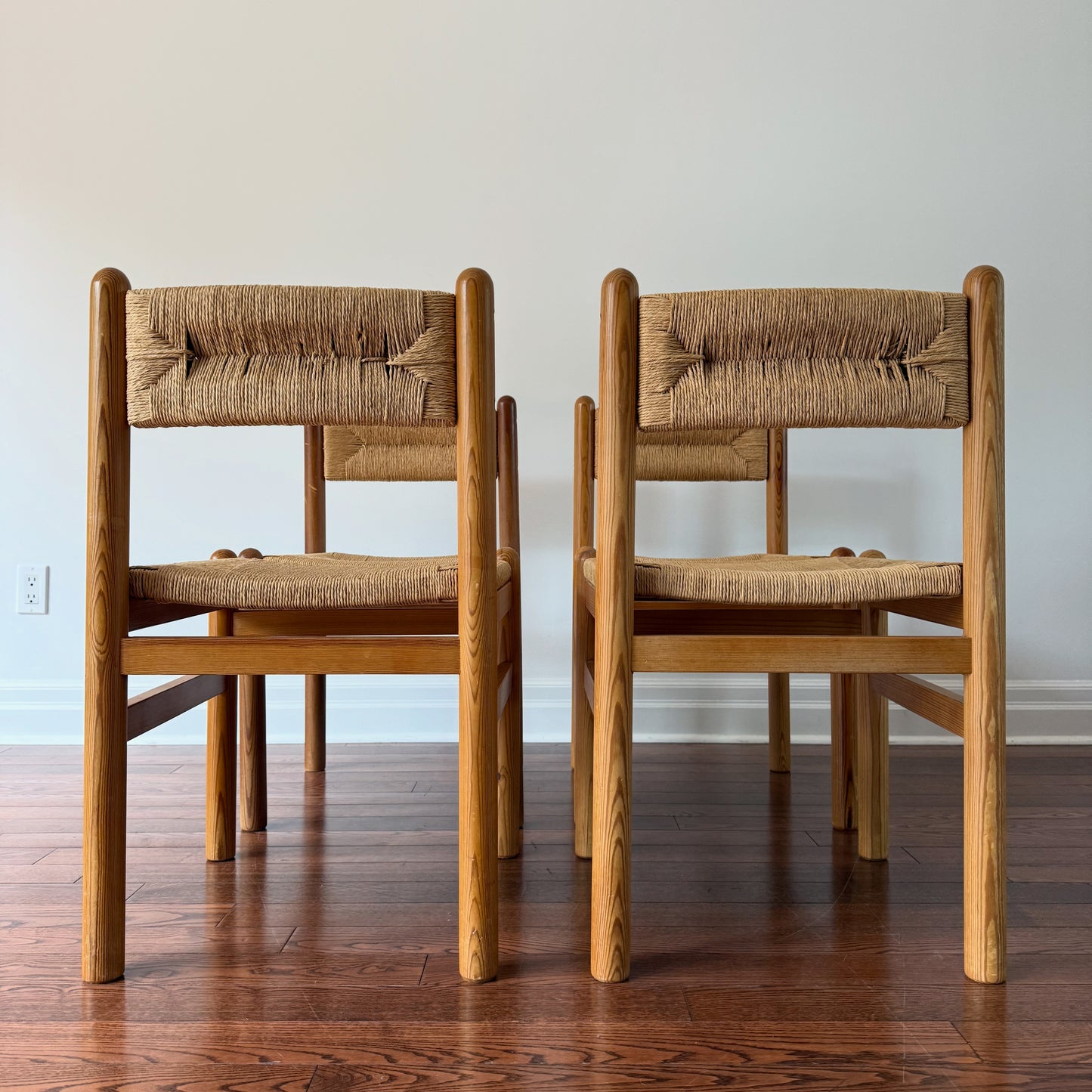 Pine & Seagrass Dining Chairs, 1960s