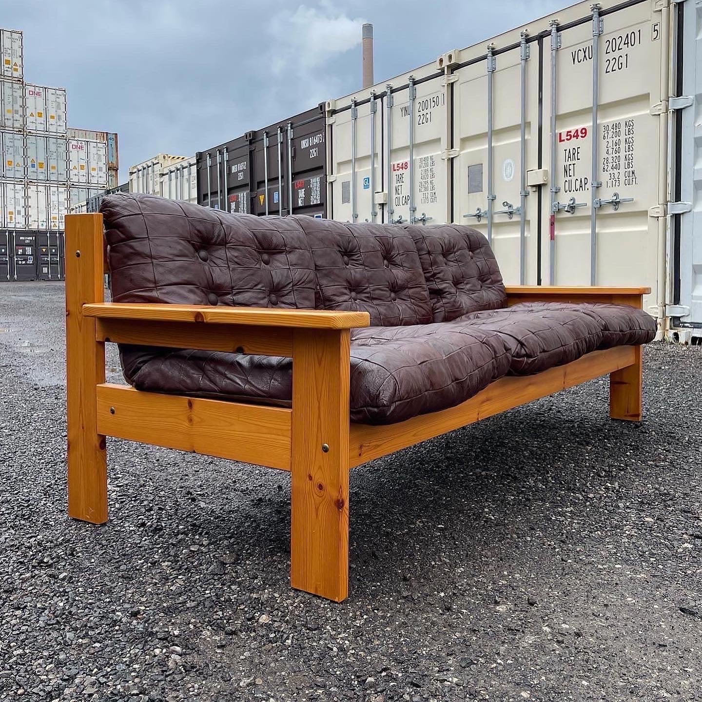 Patchwork Leather & Pine Sofa