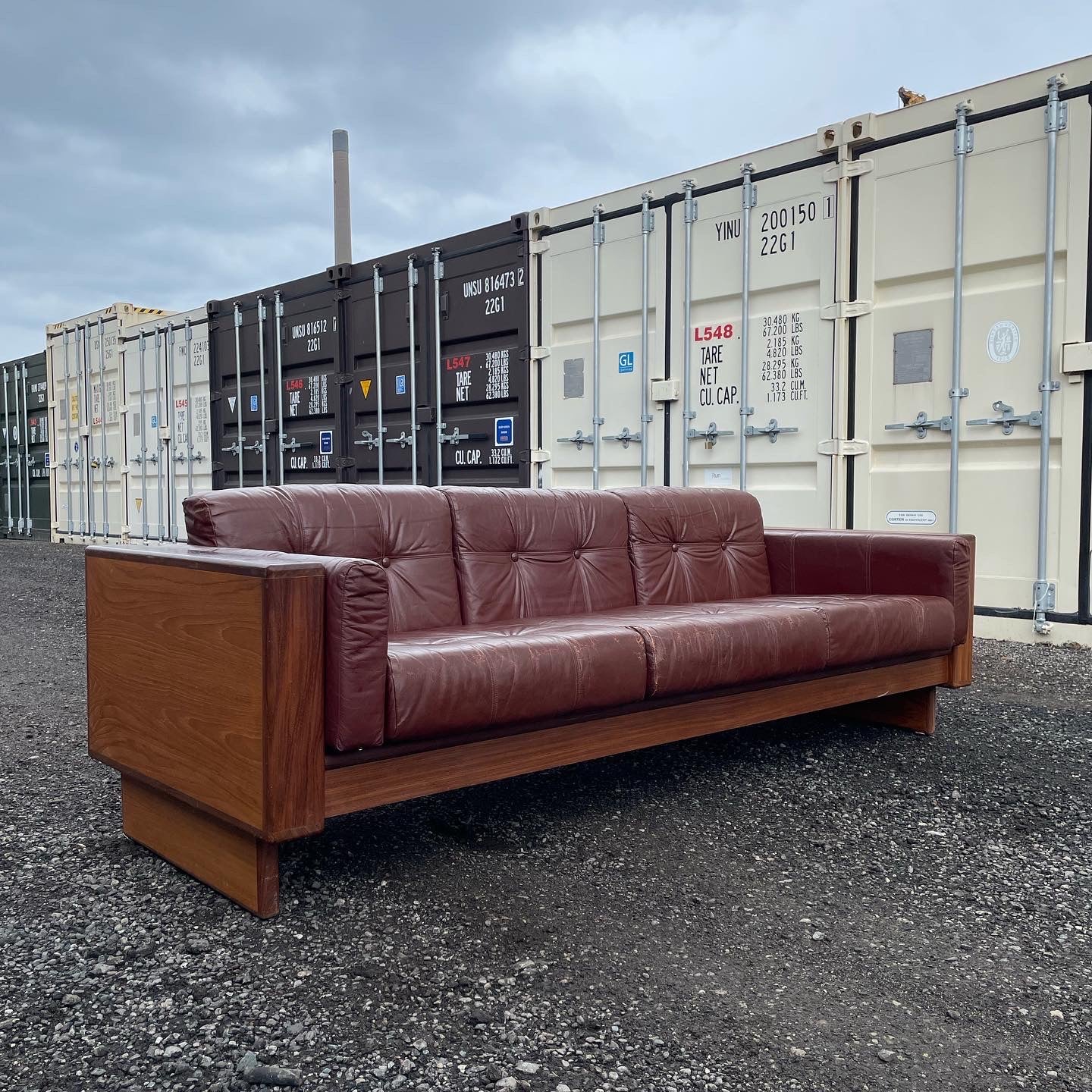 Teak & Leather Case Sofa