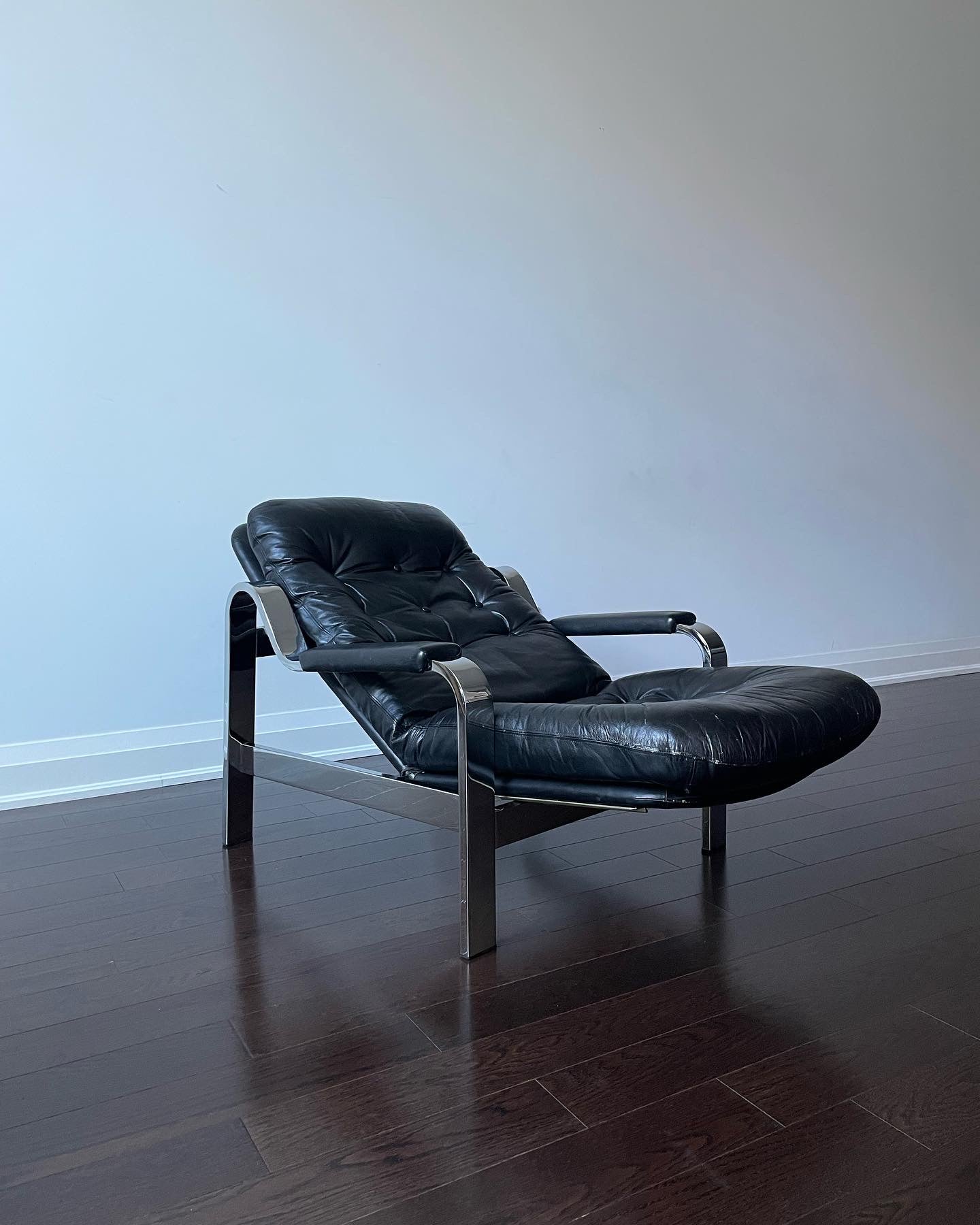 Selig Chrome Reclining Lounge Chair with Ottoman