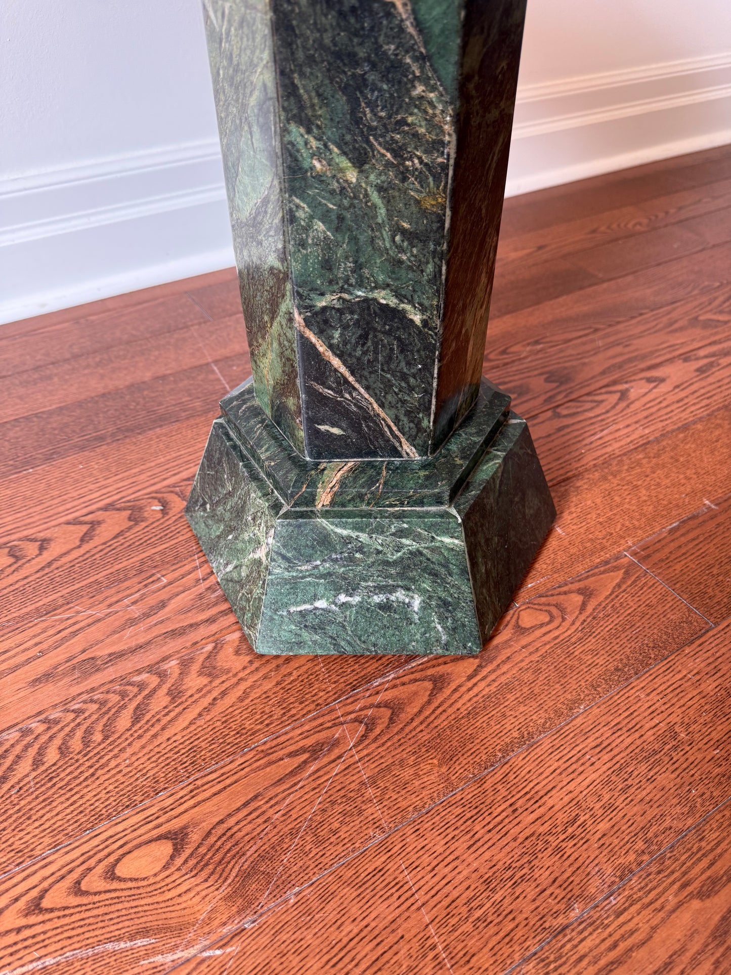 Marble Hexagonal Occasional Pedestal Tables, 1980s