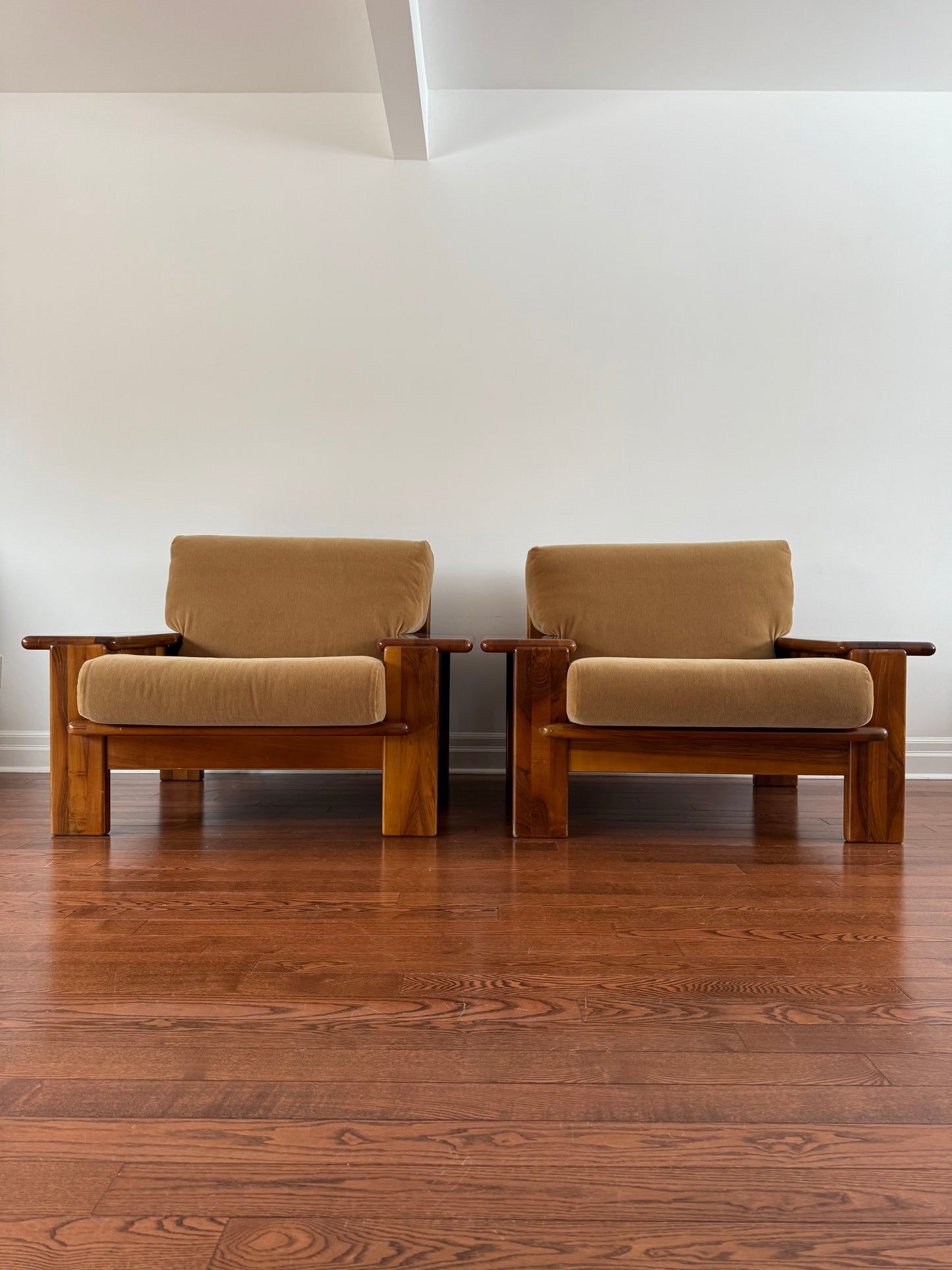 Walnut Armchairs by Mario Marenco for Mobil Girgi, 1970s