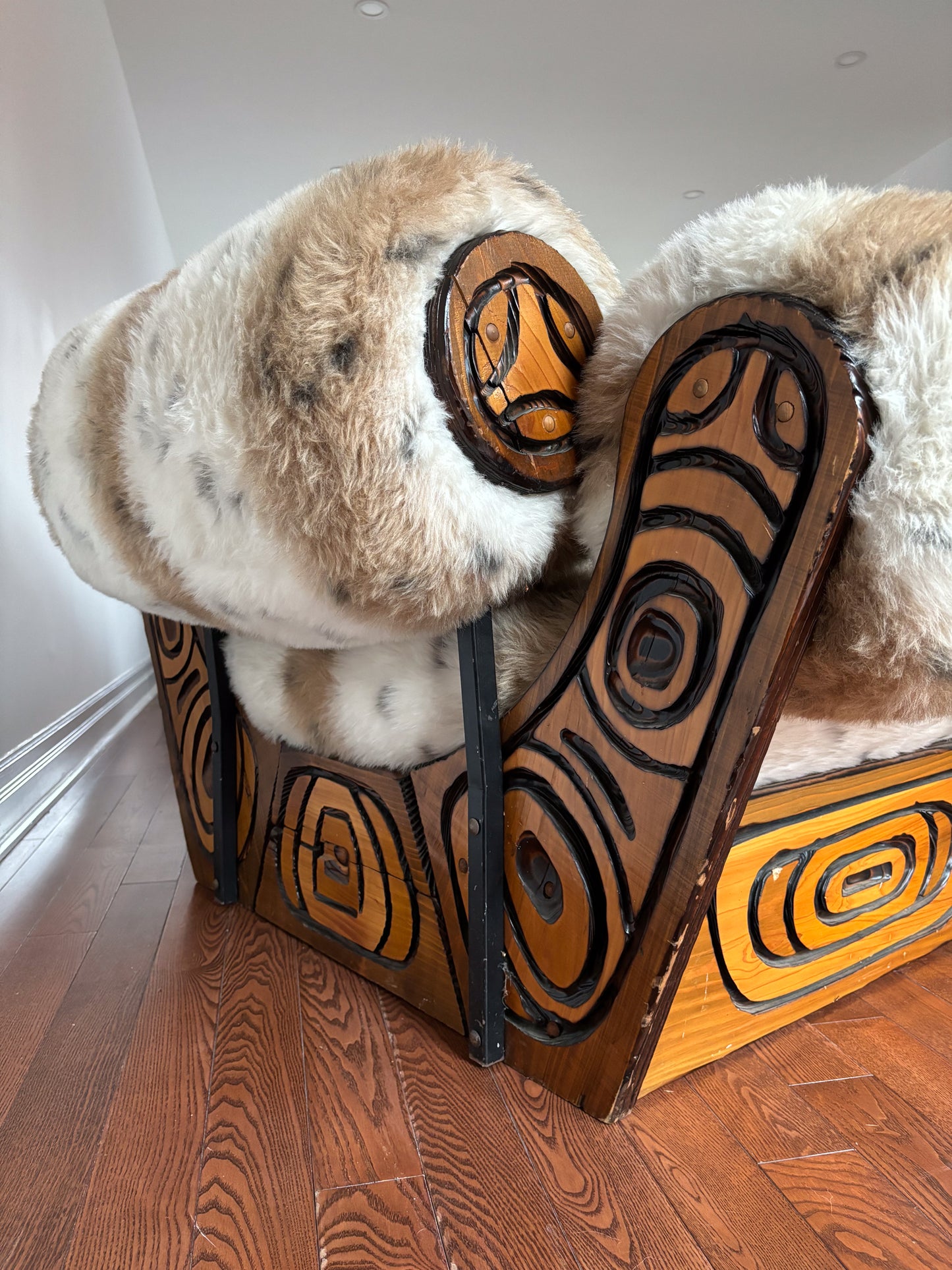 Witco Pine & Fur Armchair with Ottoman