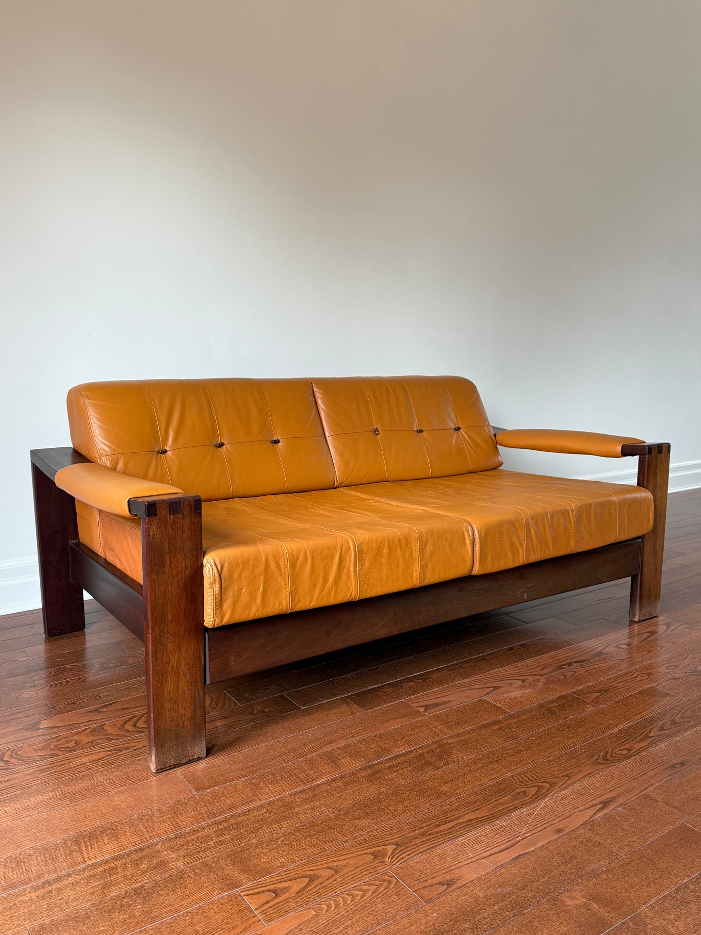 Brazilian Patchwork Leather Loveseat, 1960s