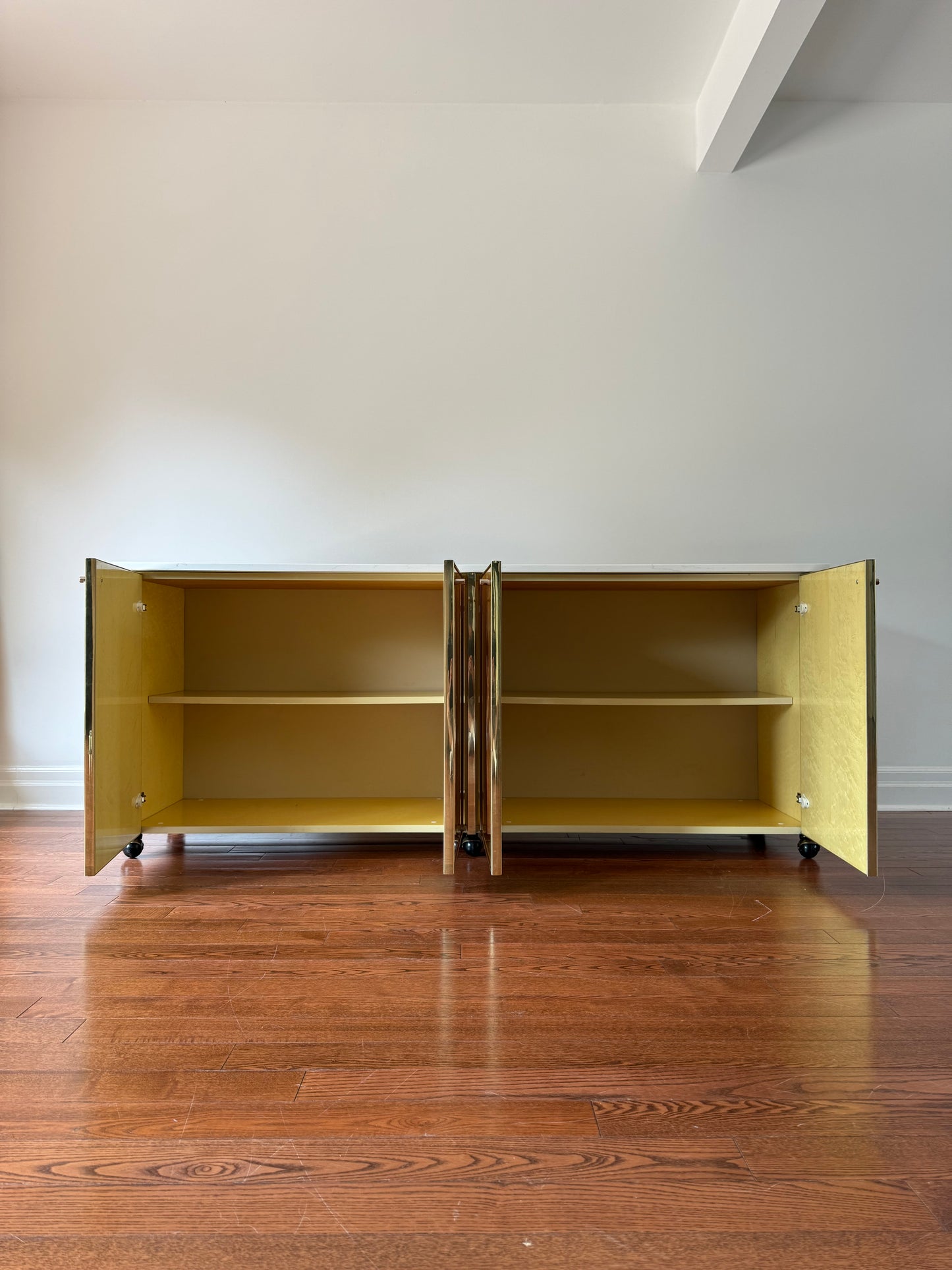 Blonde Maple, Chrome & Marble Sideboard, 1980s