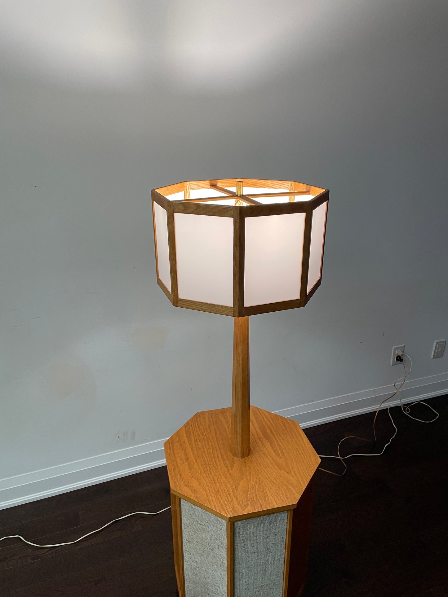 Oak Floor Lamps, Pair