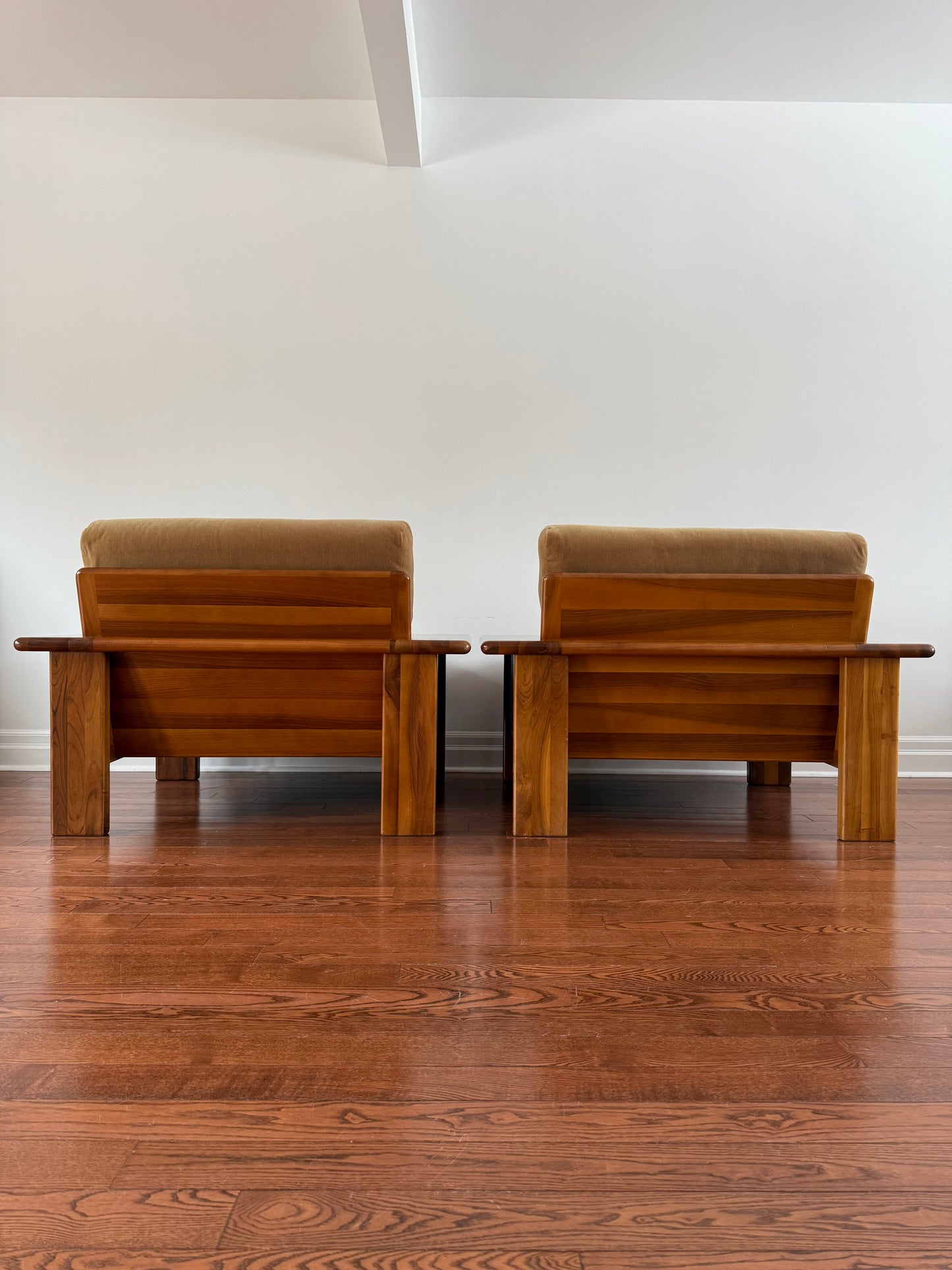 Walnut Armchairs by Mario Marenco for Mobil Girgi, 1970s