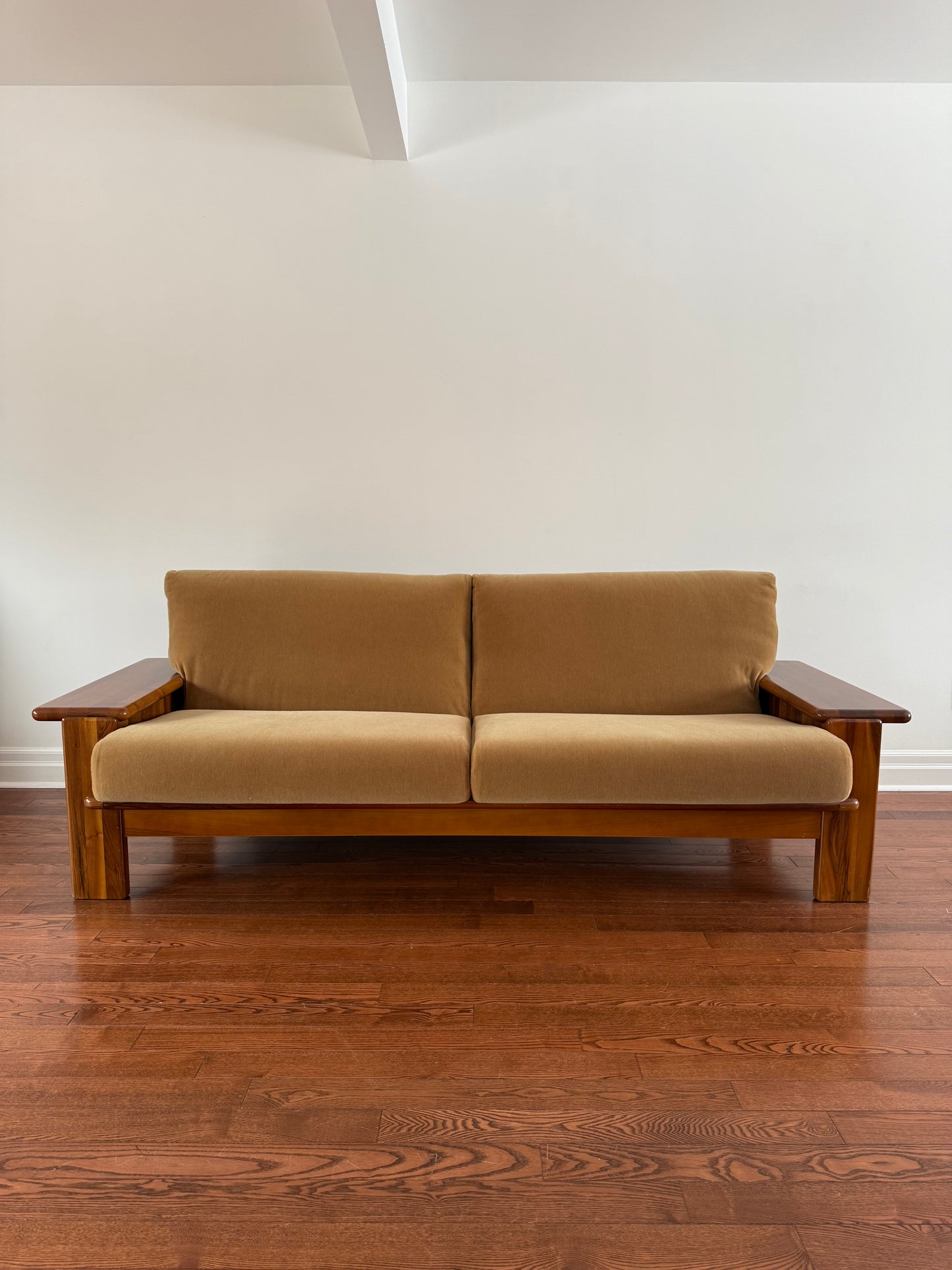 Walnut Sofa by Mario Marenco for Mobil Girgi, 1970s