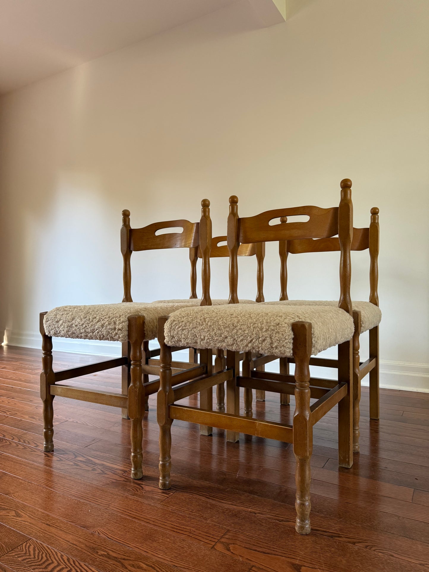 Turned Pine Dining Chairs, 1960s