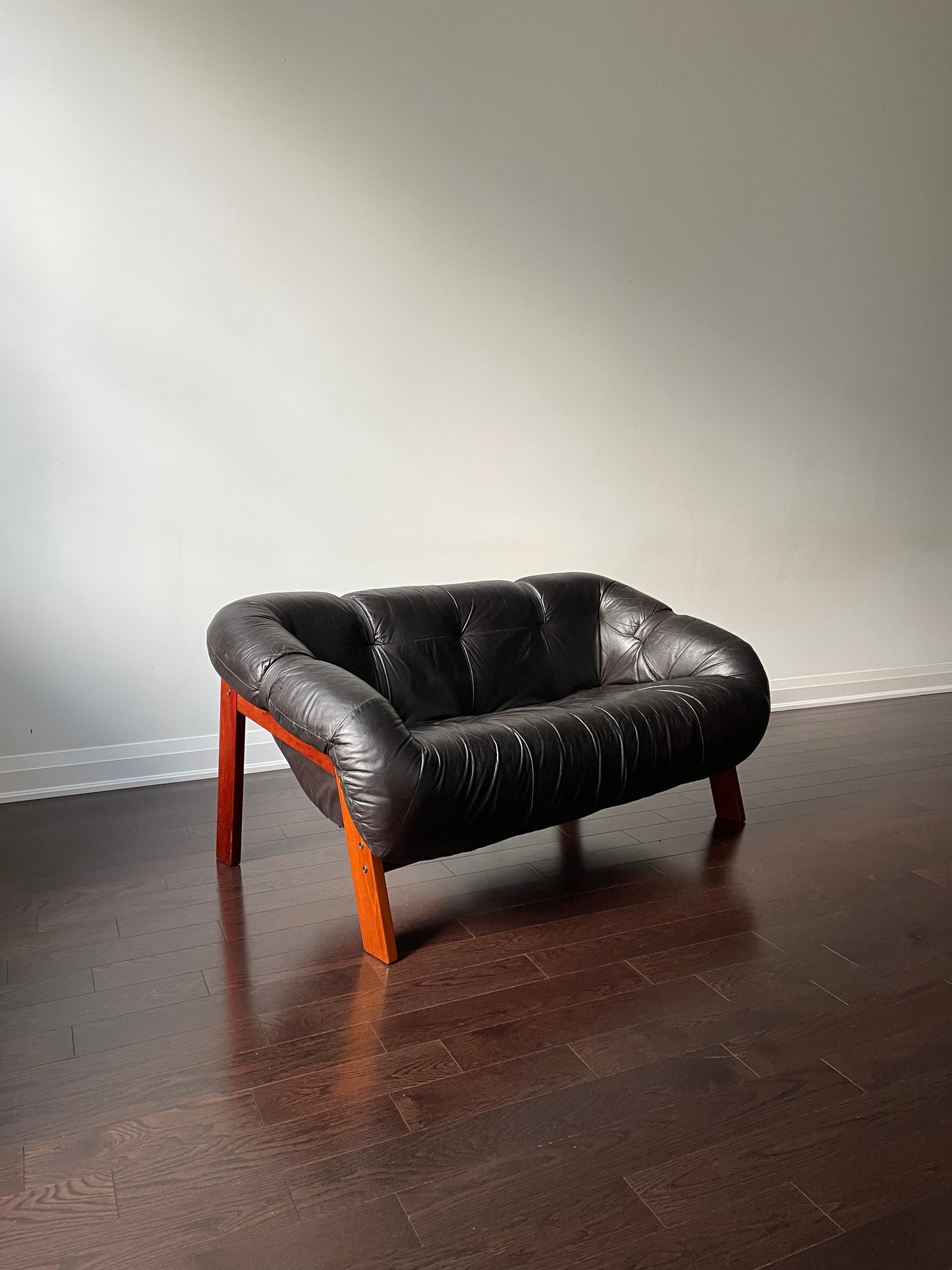 Moveis Corazza Leather & Rosewood Loveseat