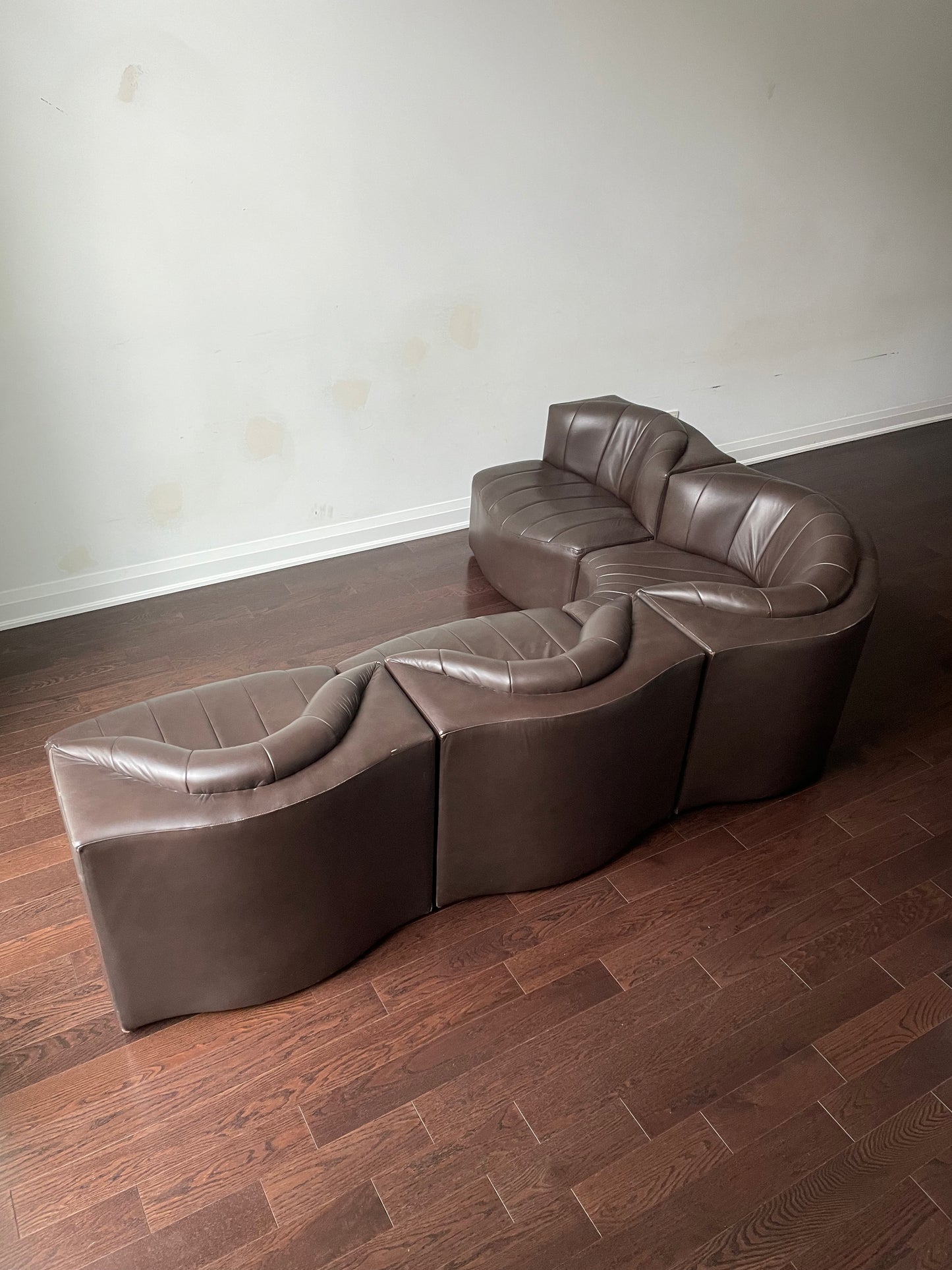 Vintage 4 Piece Leather Modular Sectional Sofa