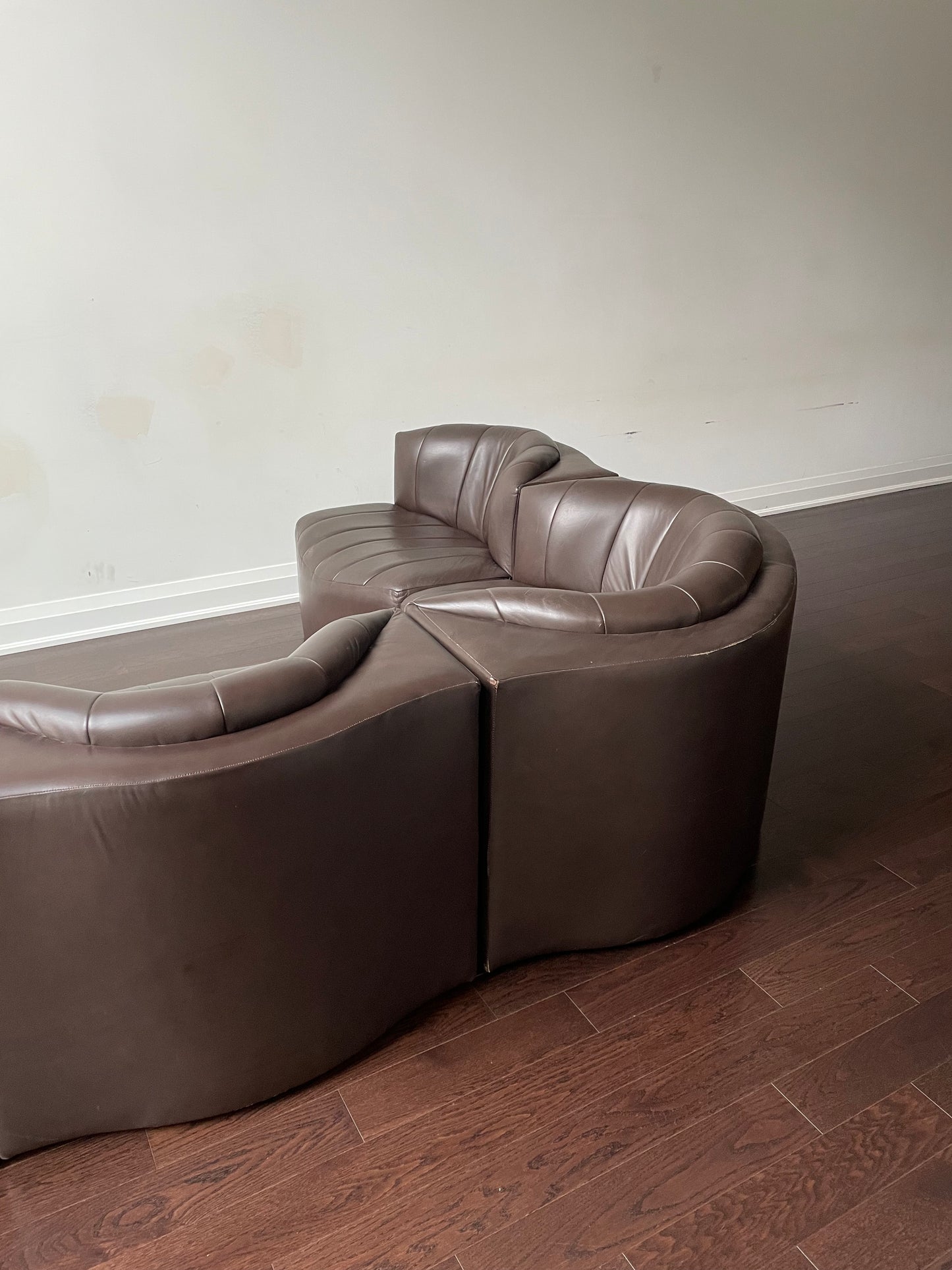 Vintage 4 Piece Leather Modular Sectional Sofa