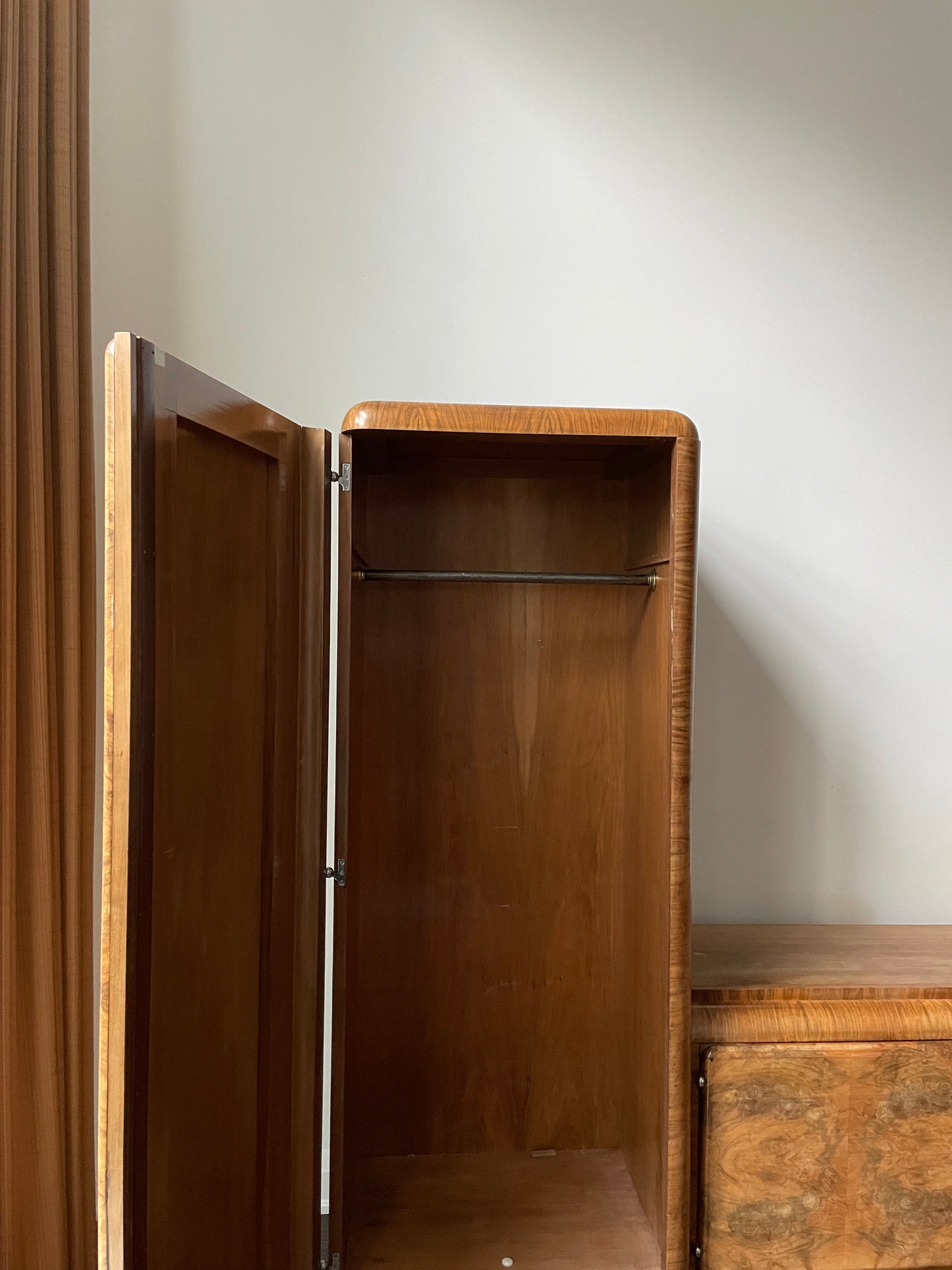 Art Deco Burlwood Wardrobe & Credenza