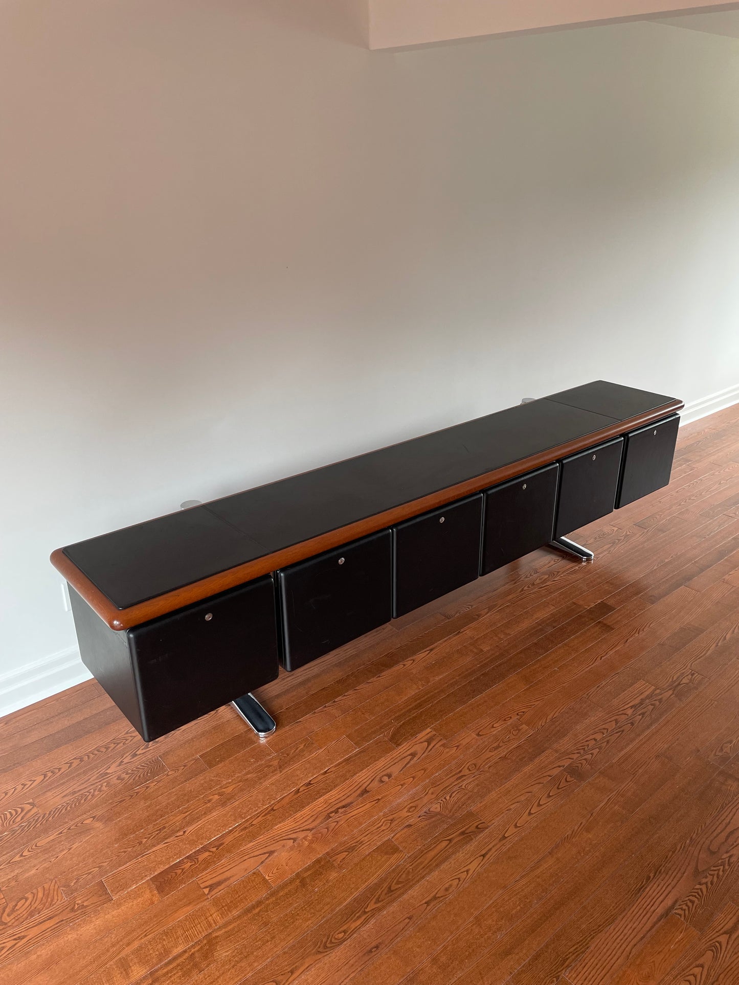 Warren Platner for Knoll Executive Credenza in Leather & Cherry