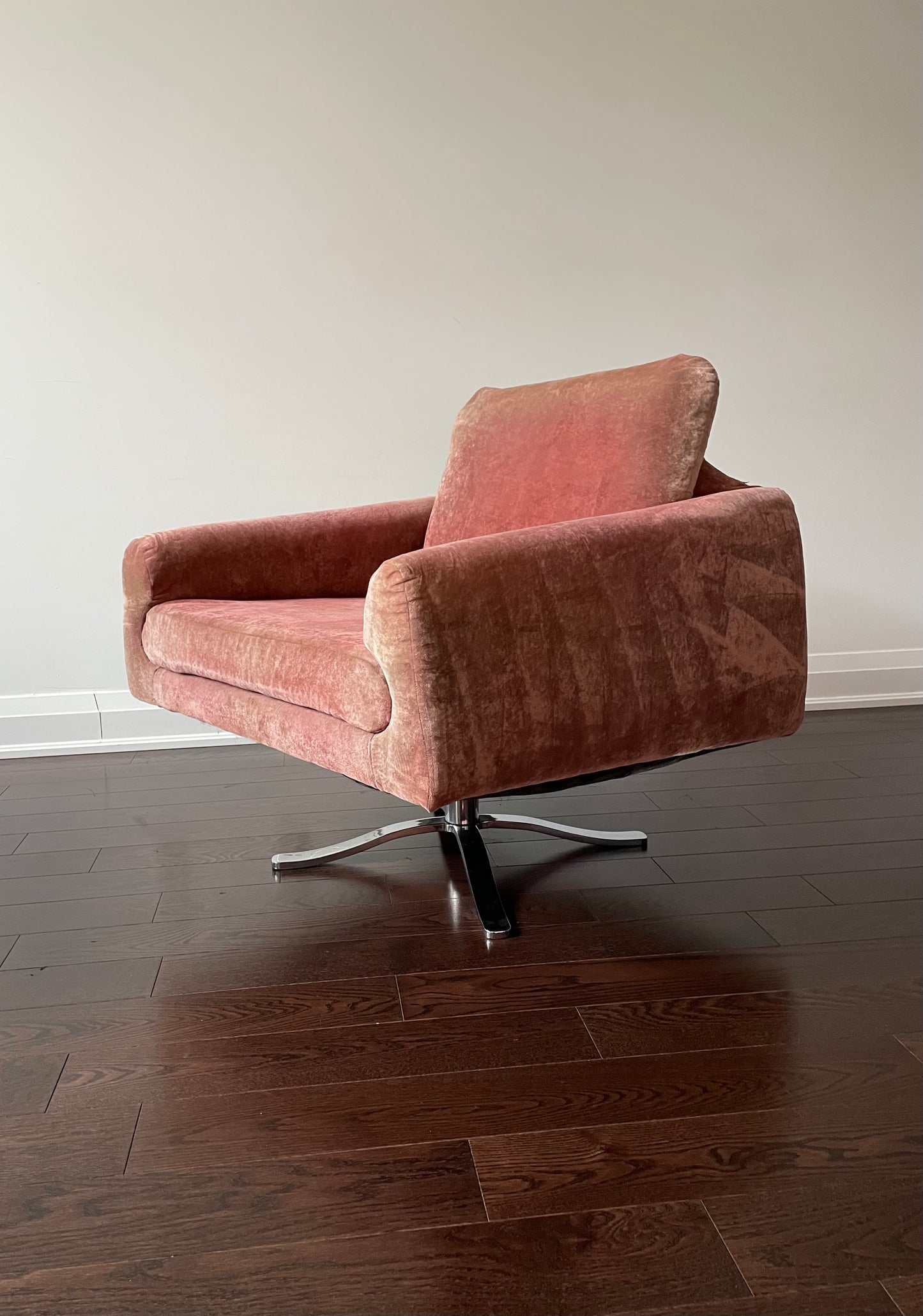 R. Huber Pink Velvet Swivel Chairs