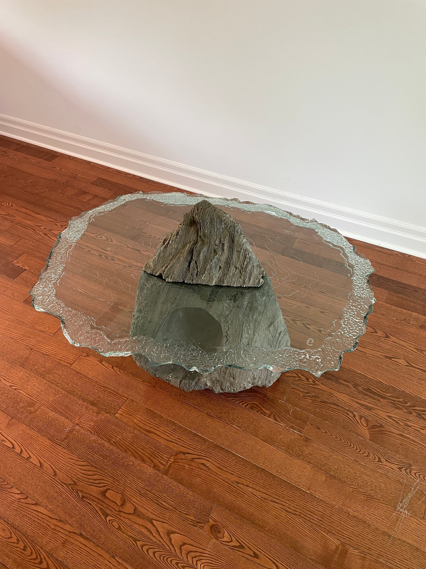 Lava Stone & Textured Glass Low Table