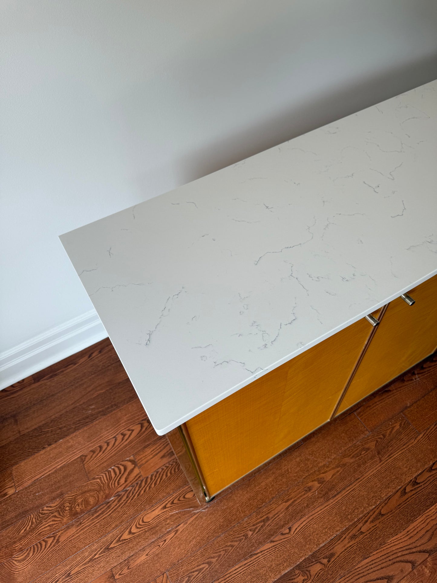 Blonde Maple, Chrome & Marble Sideboard, 1980s