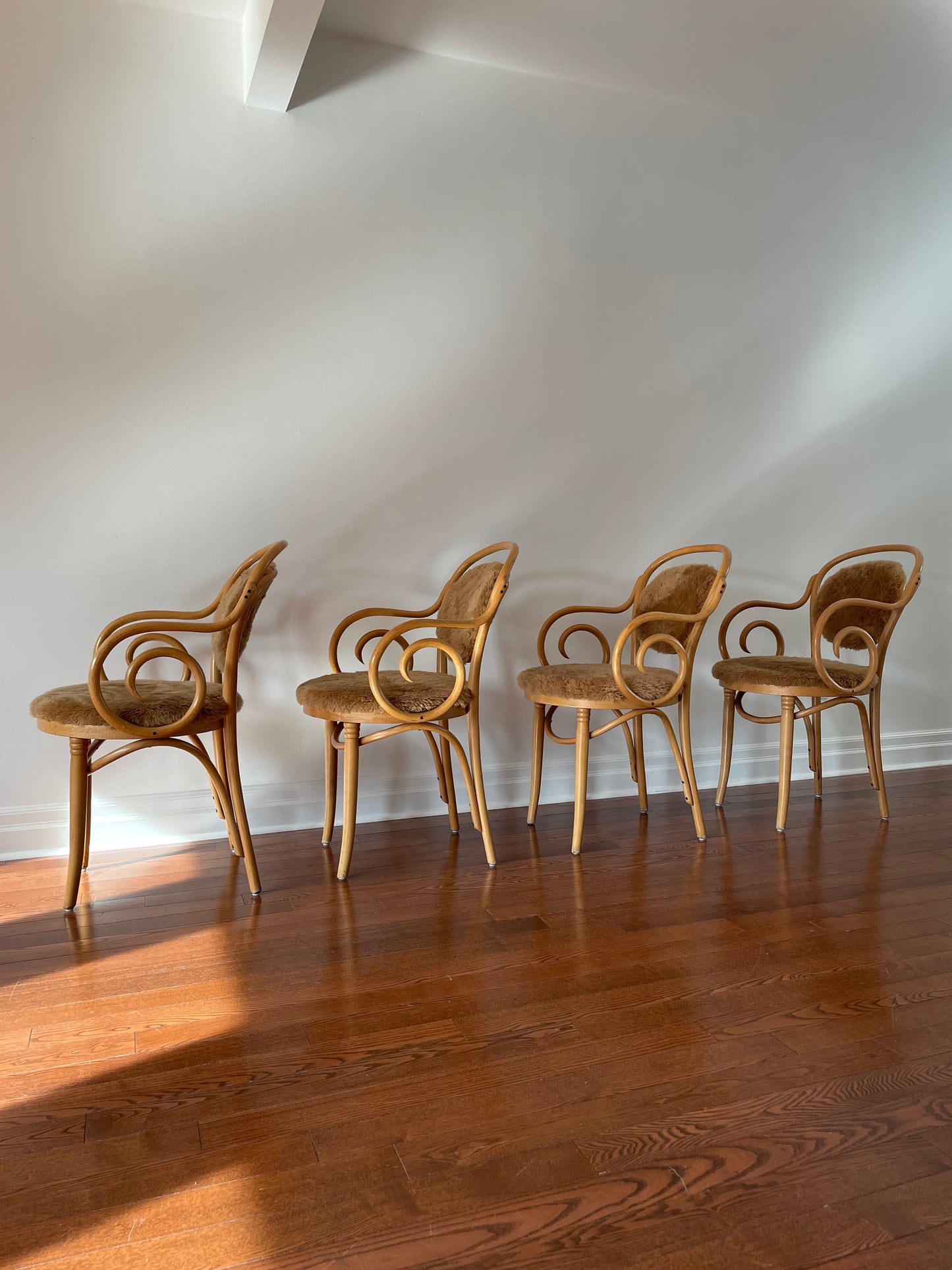 Thonet Model 11 Bentwood Bistro Chairs in Sheepskin