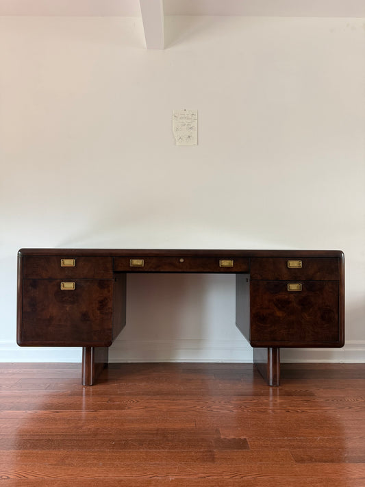 Burl Wood Writing Desk by Sligh Furniture, 1960s