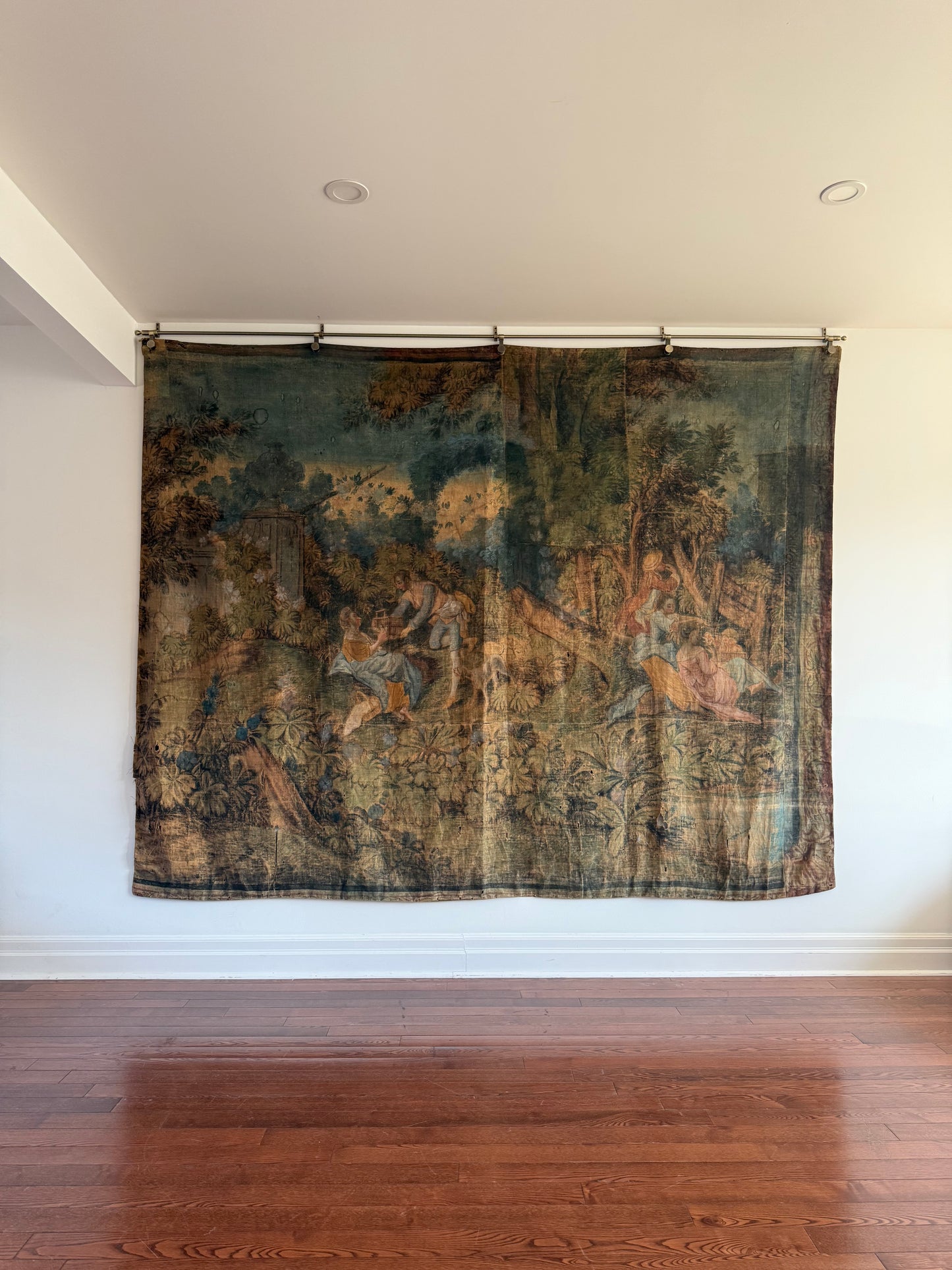 Extra-Large Scale Cartoon Tapestry on Linen, 18th Century