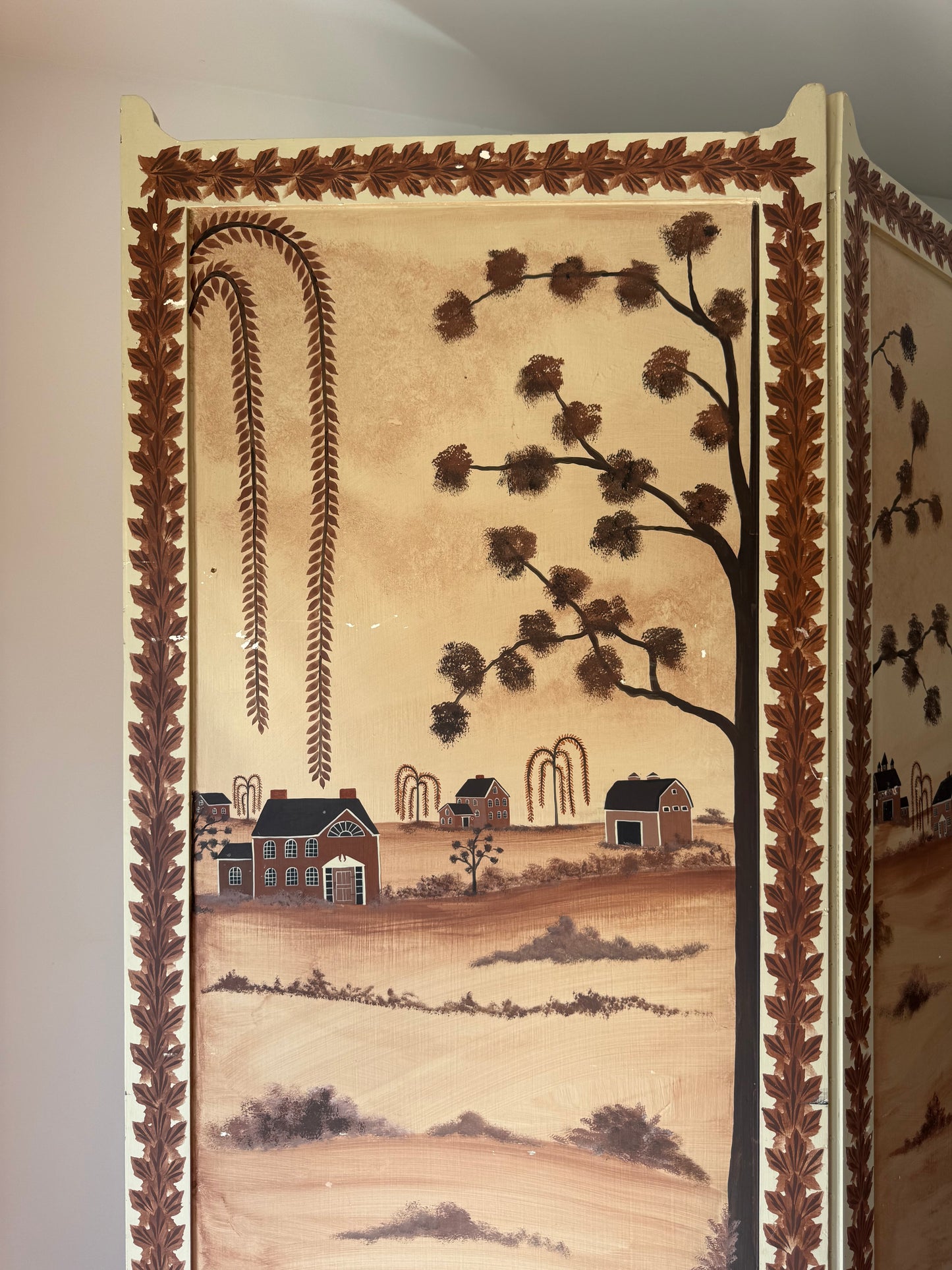Folk Art Room Divider by Gail Ryan, 1990s