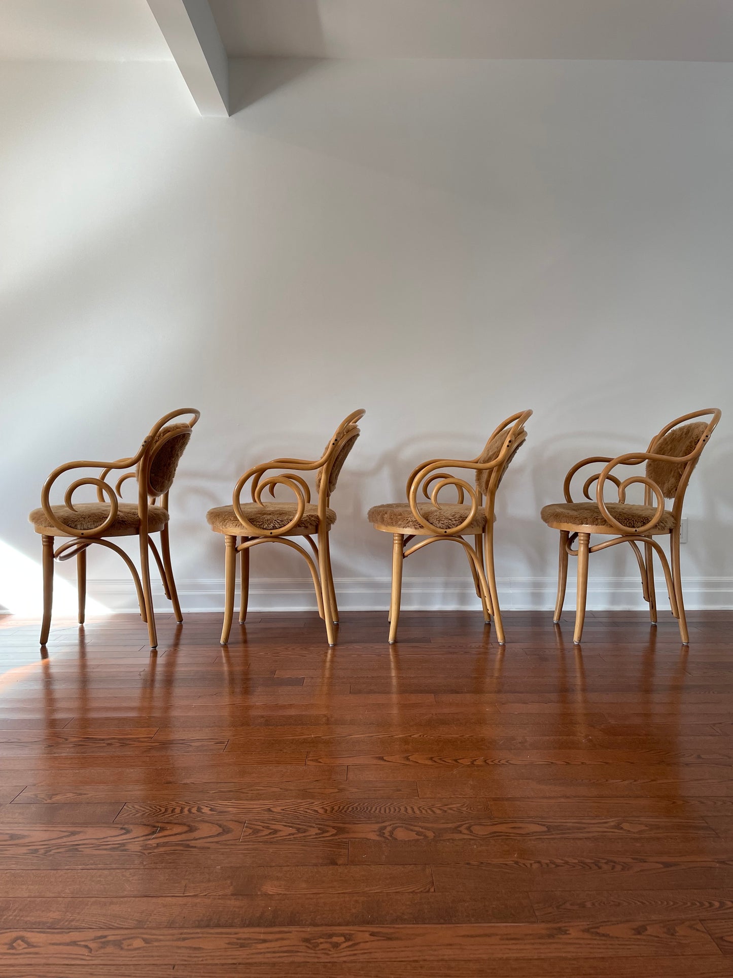 Thonet Model 11 Bentwood Bistro Chairs in Sheepskin