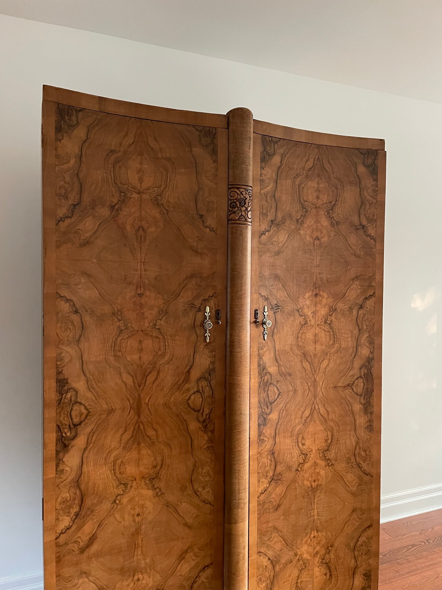 Early 20th Century Walnut Burl Wardrobe