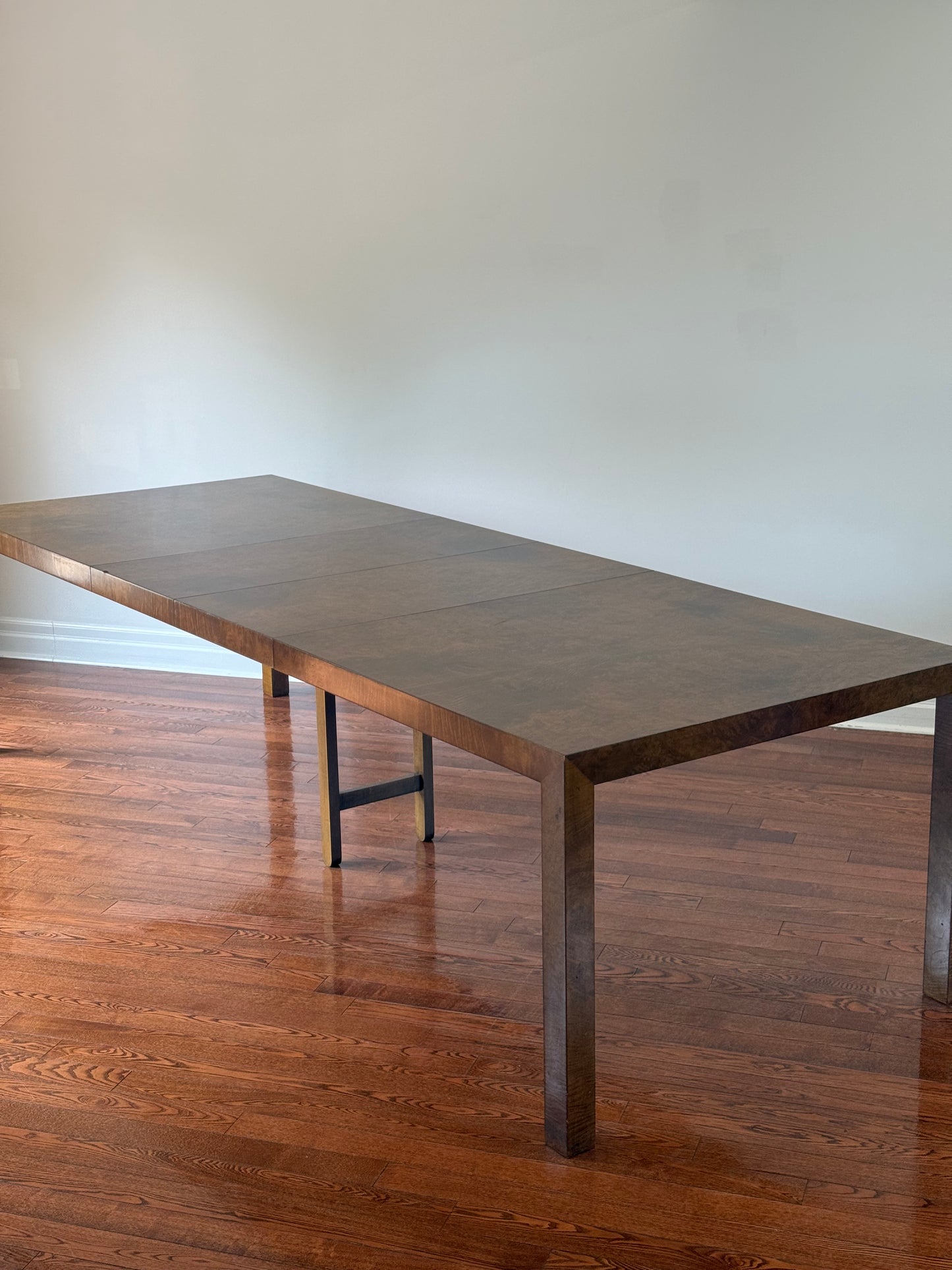 Mappa Burl Wood Parsons Extendable Dining Table