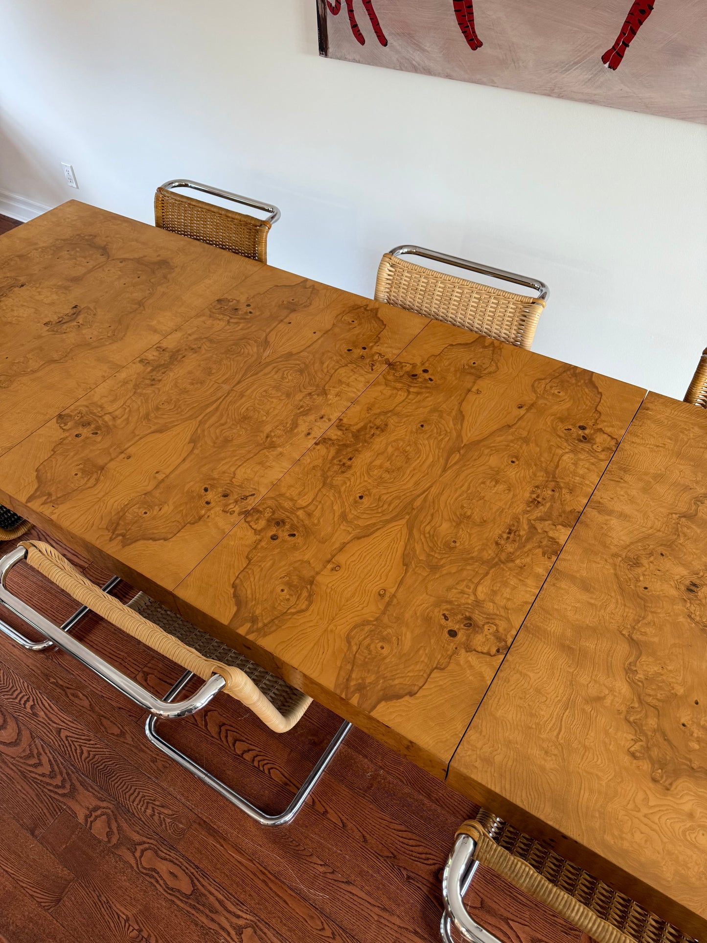 Milo Baughman Burlwood Parsons Dining Table for Thayer Coggin, 1970s