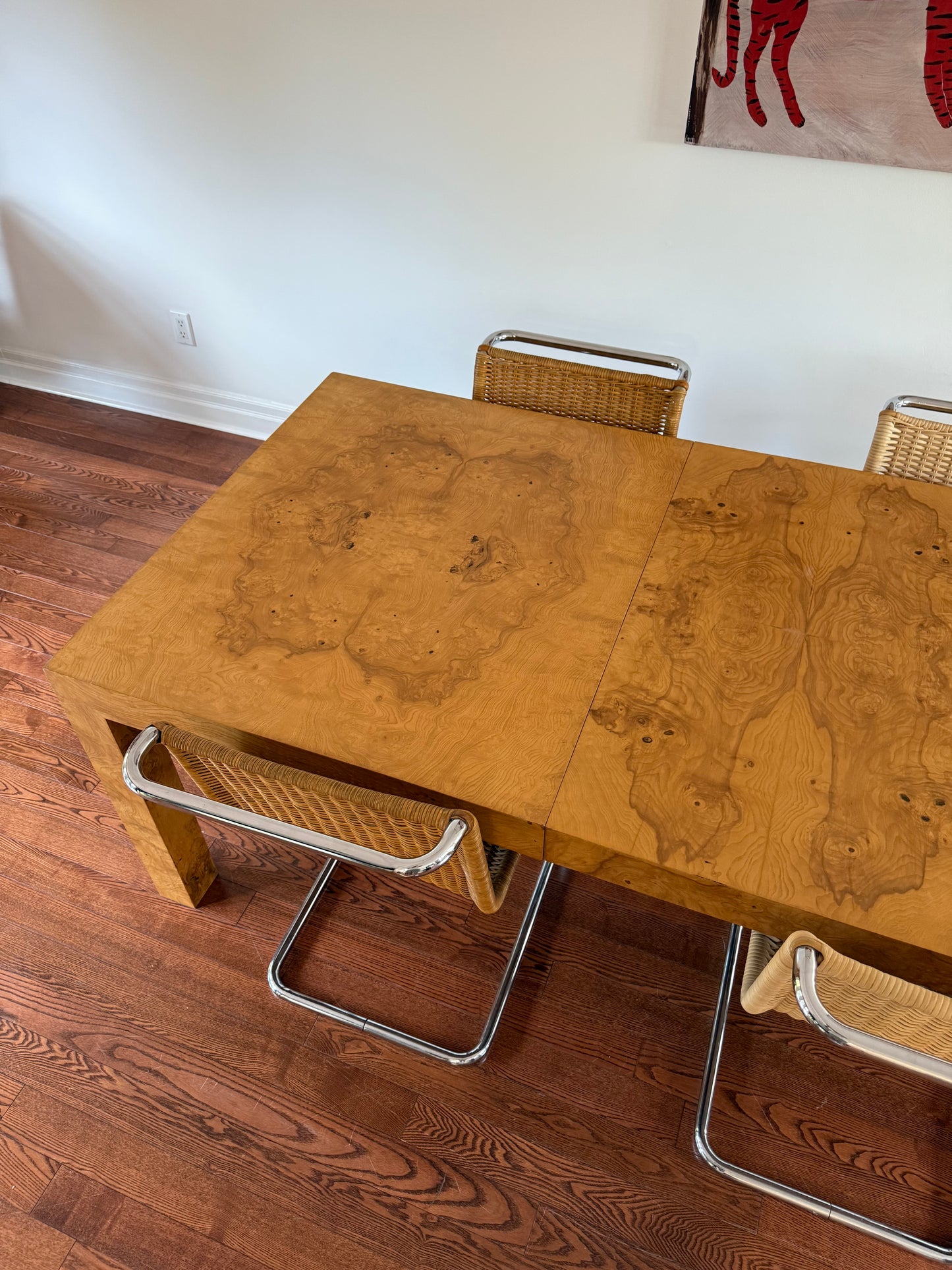 Milo Baughman Burlwood Parsons Dining Table for Thayer Coggin, 1970s