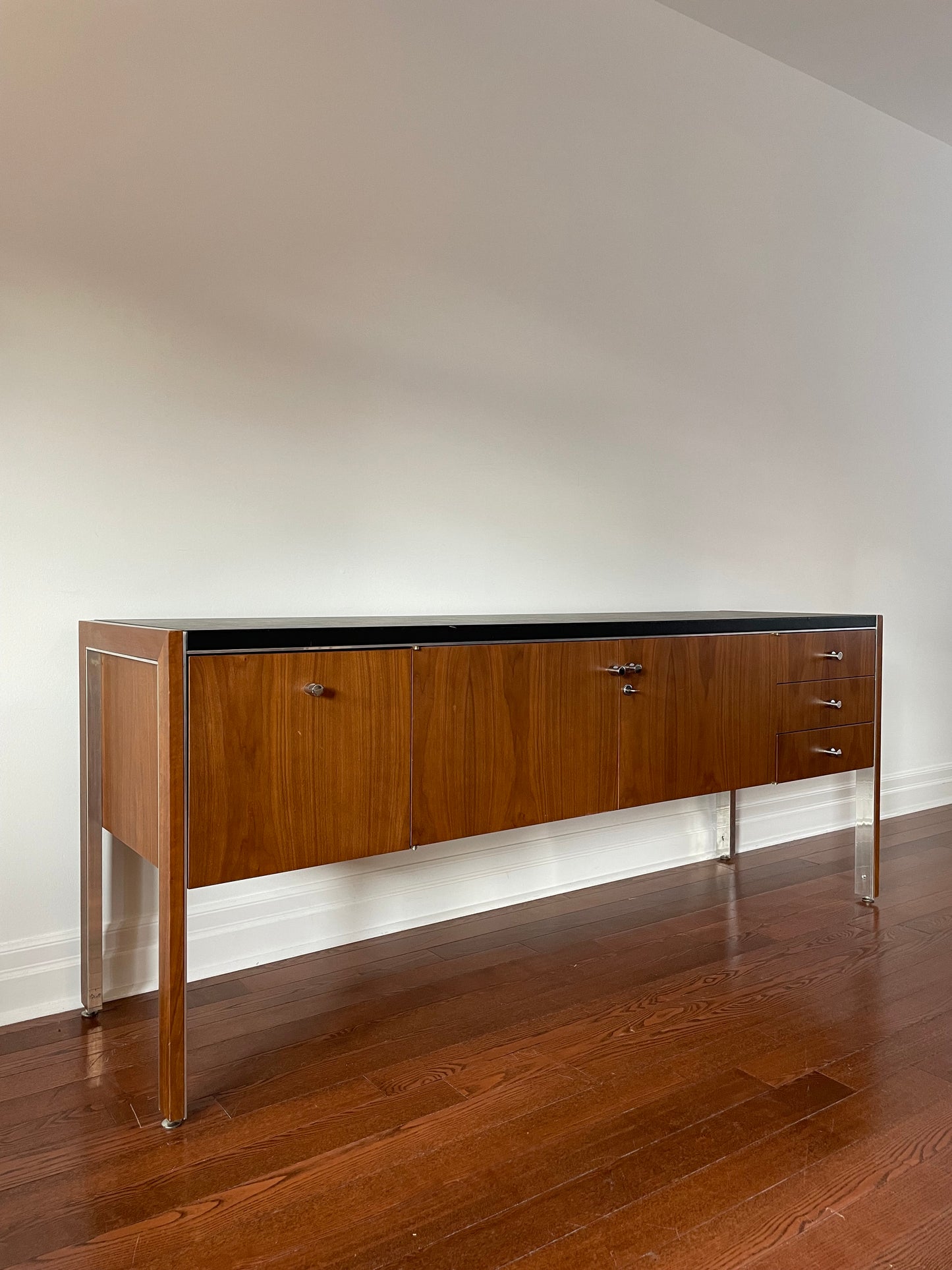 Walnut & Leather Credenza by Biltrite for Herman Miller