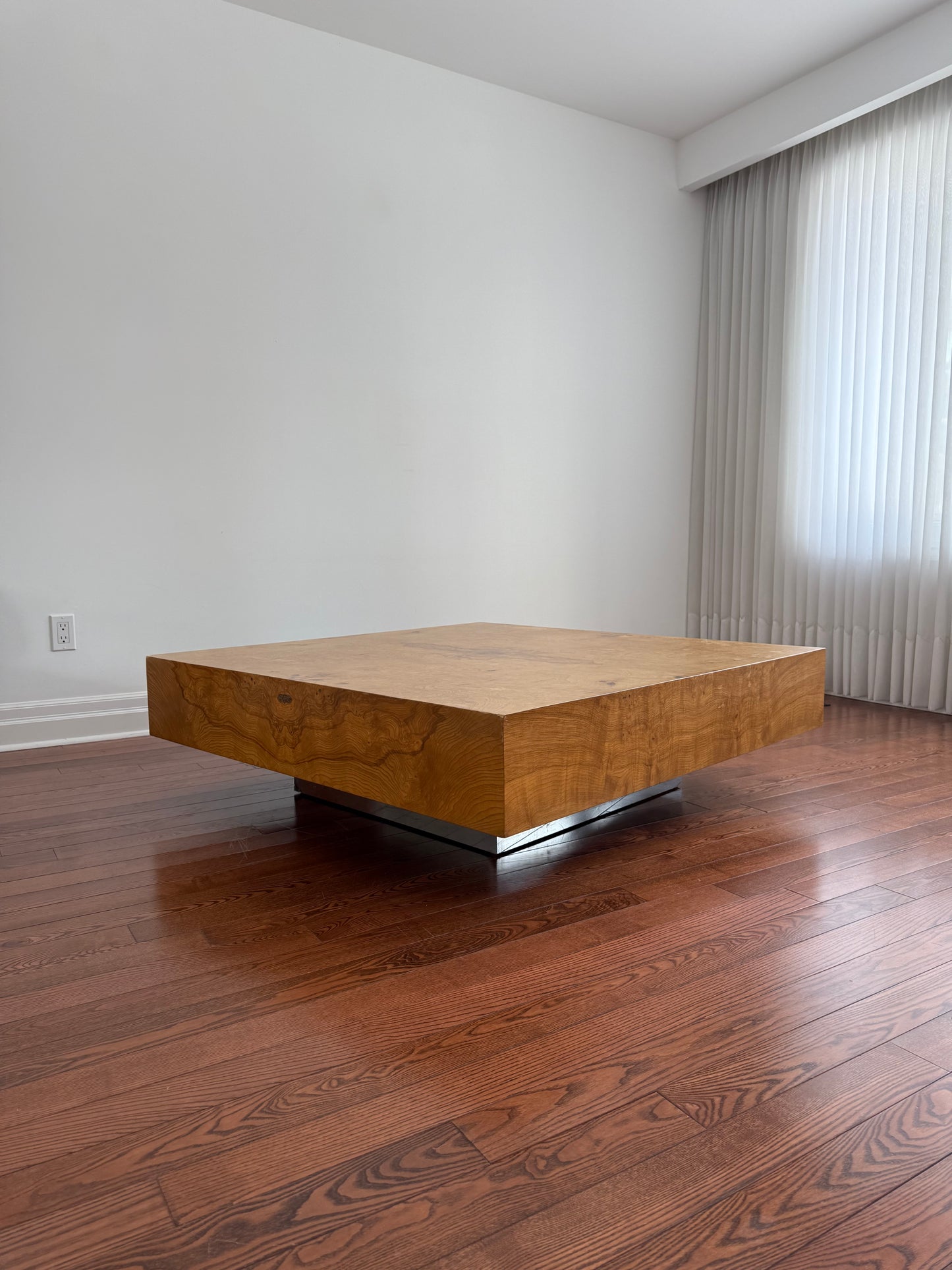 Milo Baughman Olive Burlwood Coffee Table for Thayer Coggin