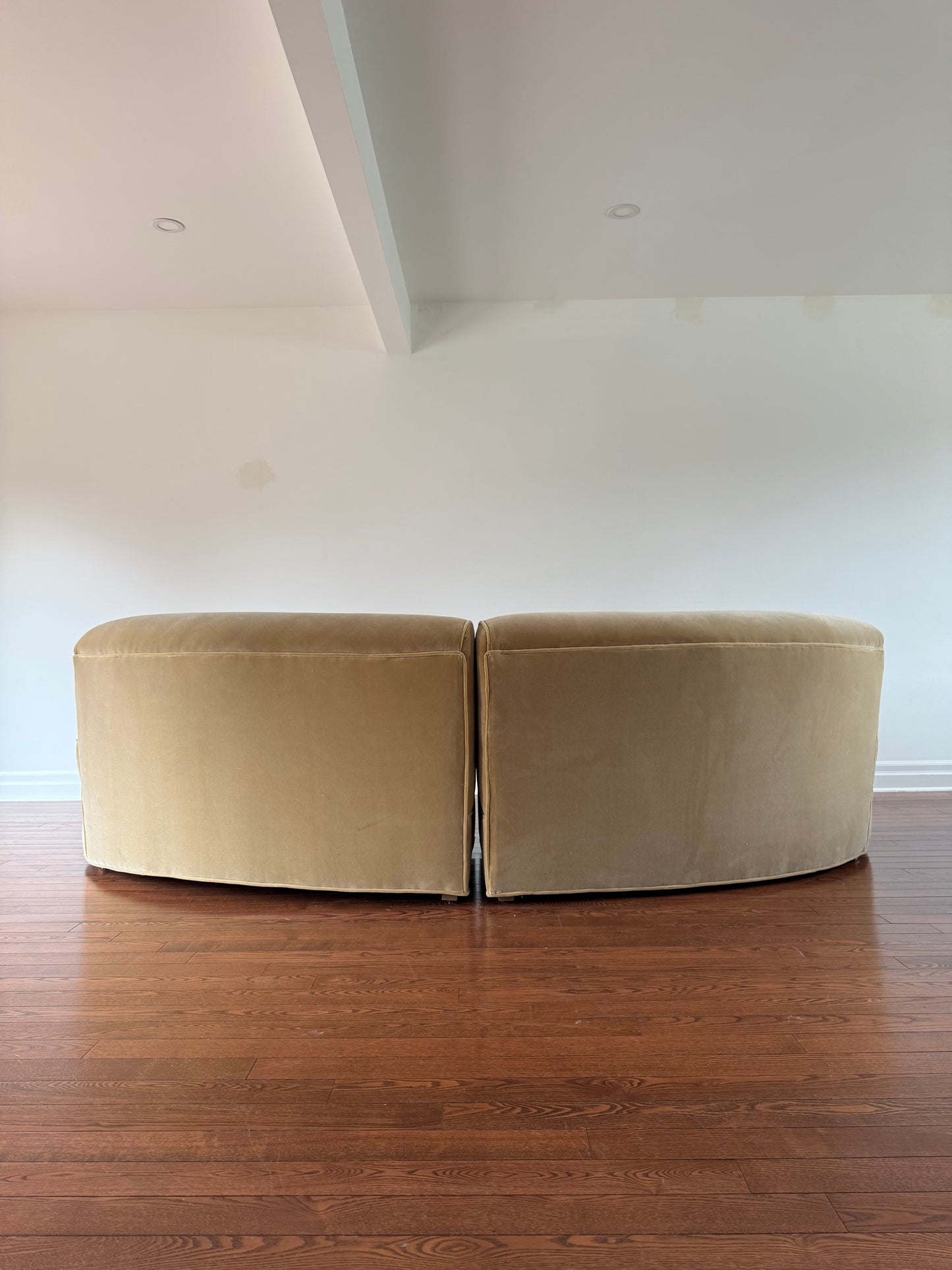 Curved Velvet Sofa, 1950s