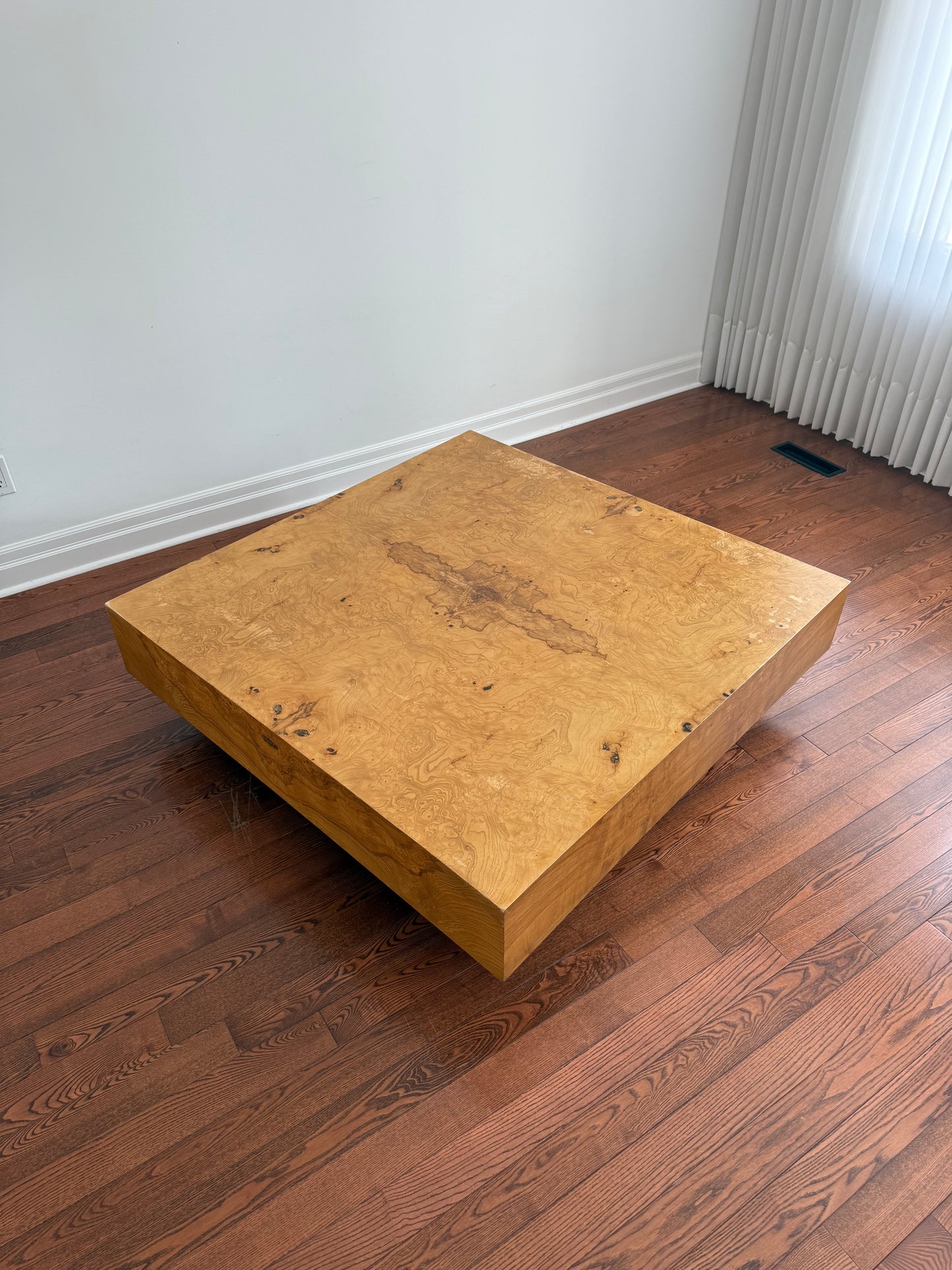 Milo Baughman Olive Burlwood Coffee Table for Thayer Coggin