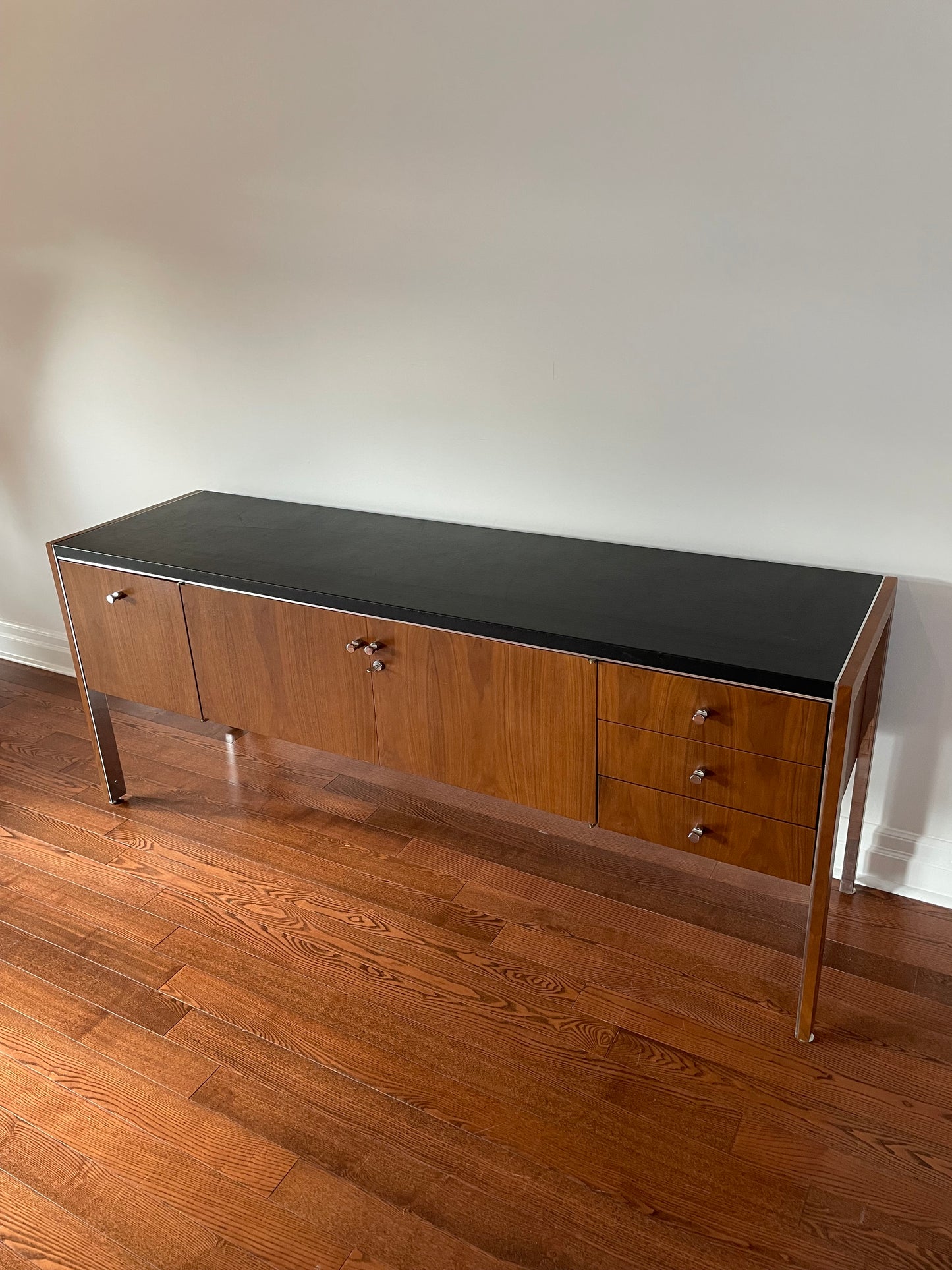 Walnut & Leather Credenza by Biltrite for Herman Miller