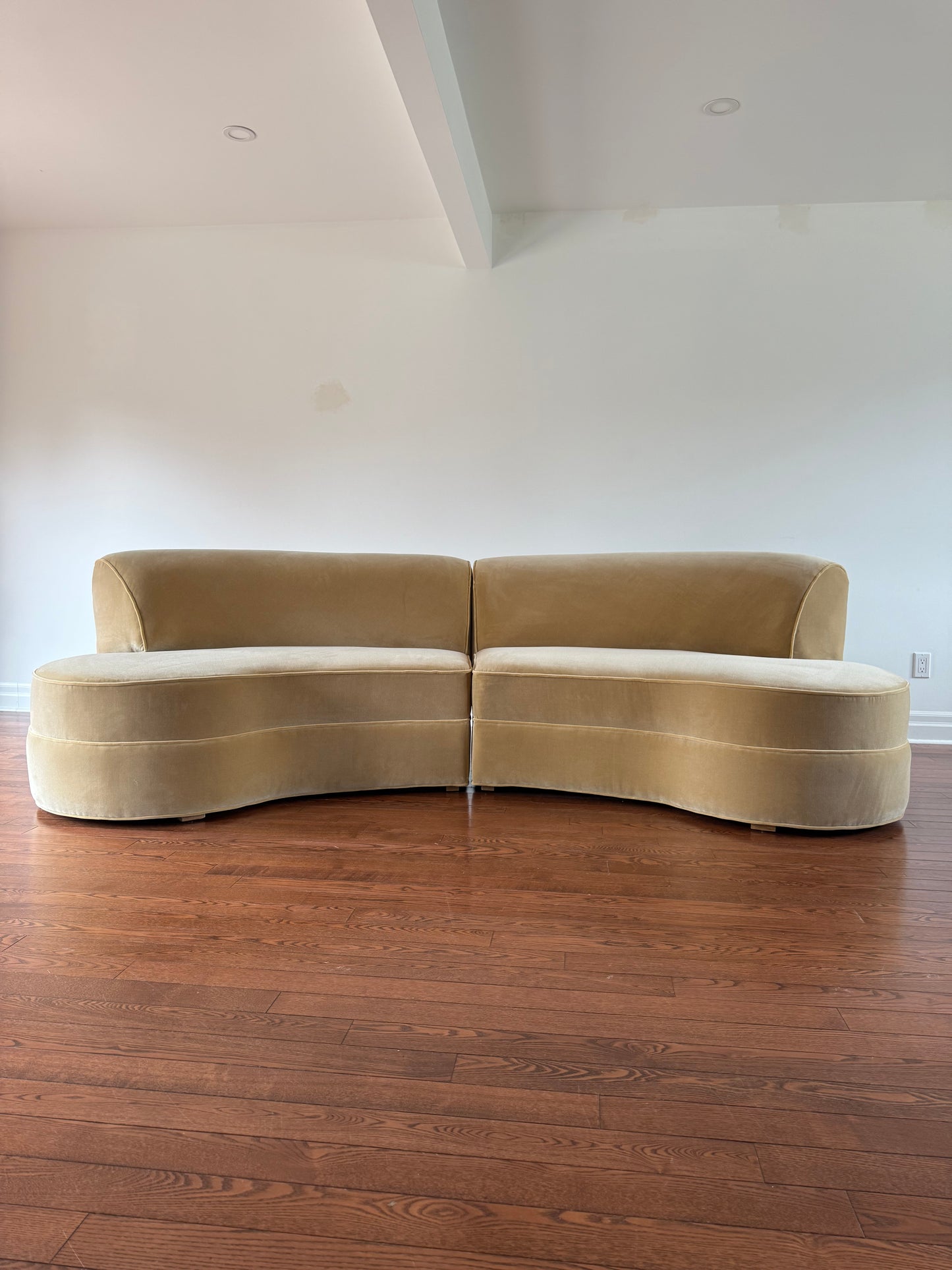 Curved Velvet Sofa, 1950s