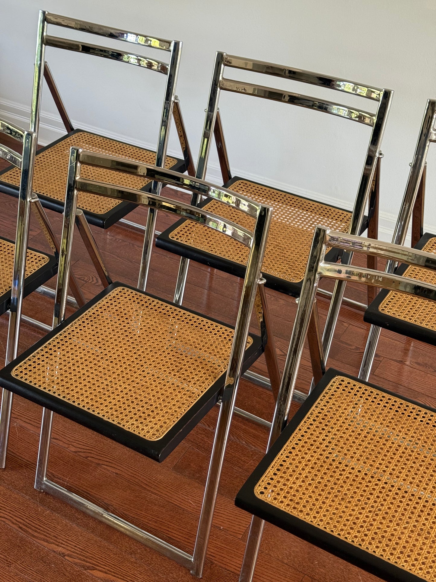 Arrben Chrome & Cane Folding Chair, 1970s