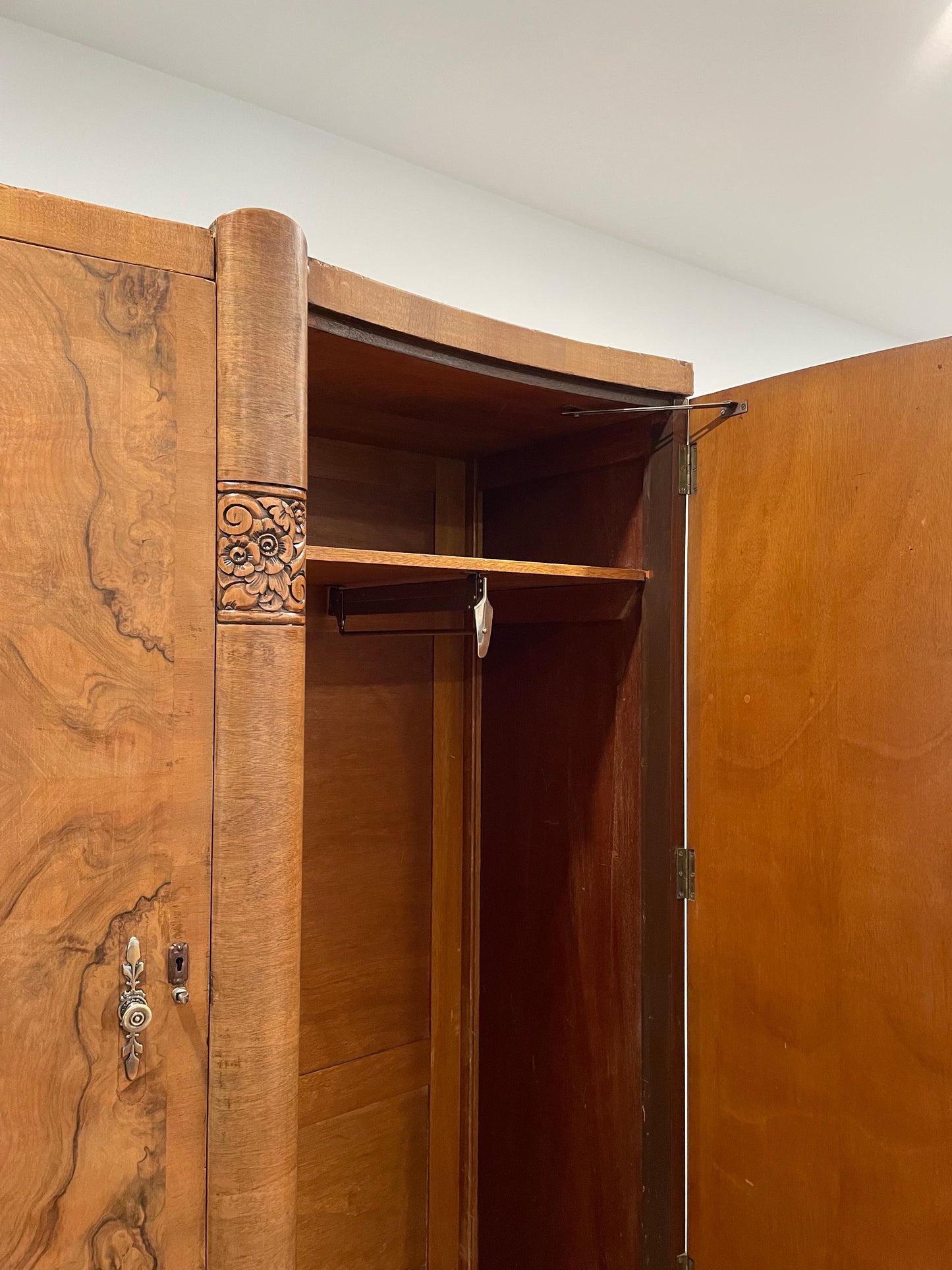 Early 20th Century Walnut Burl Wardrobe