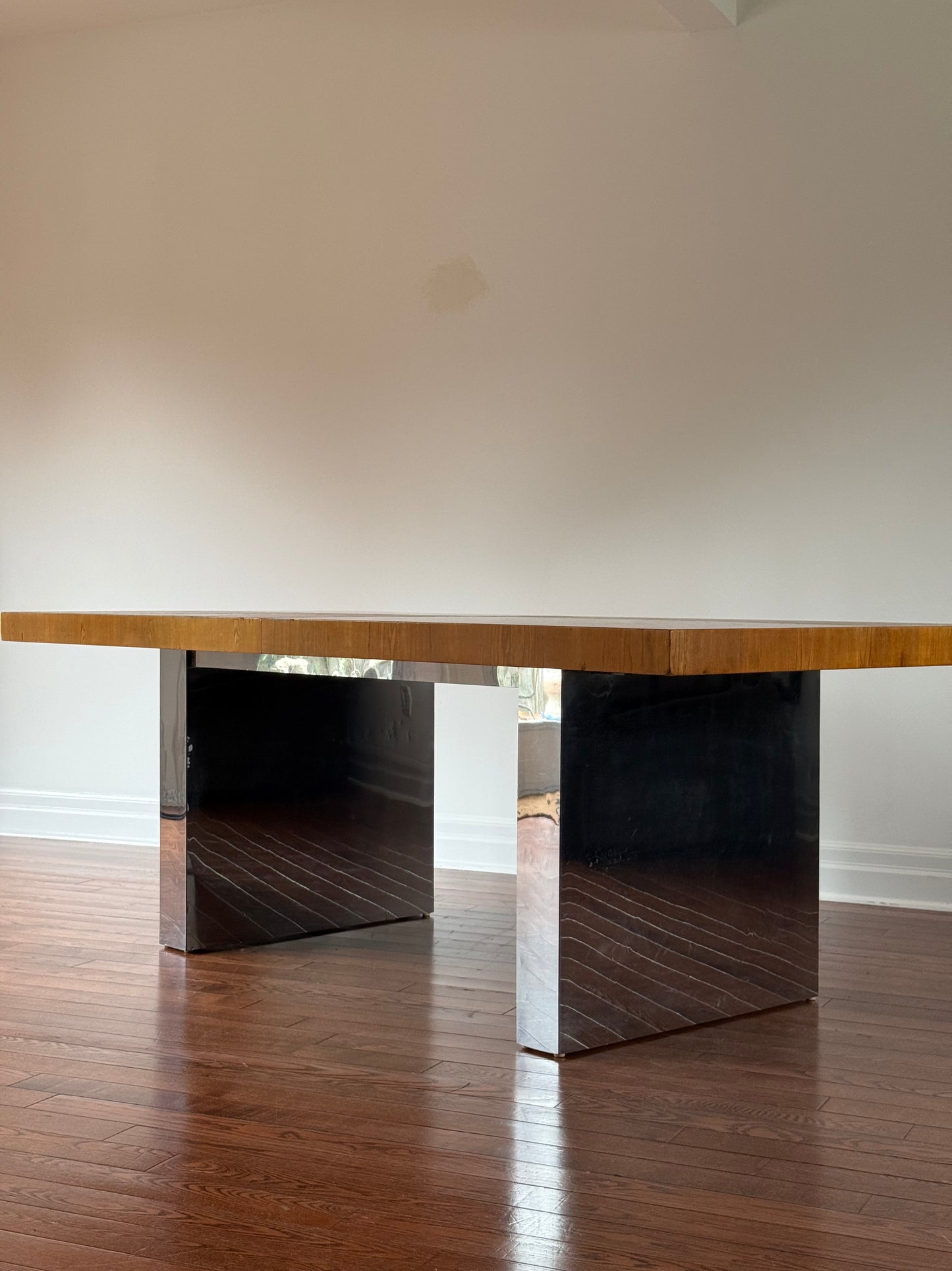 Milo Baughman Chrome & Walnut Dining Table for Thayer Coggin, 1970s