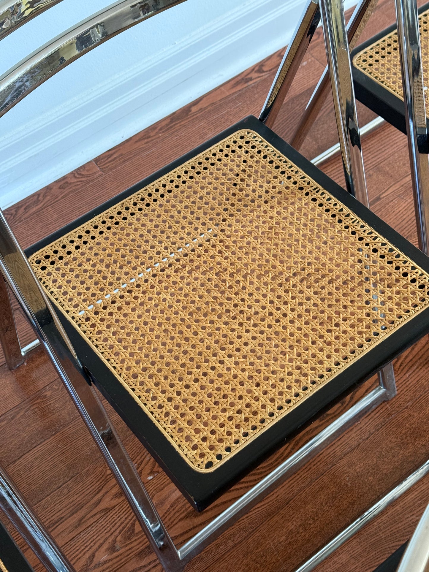 Arrben Chrome & Cane Folding Chair, 1970s