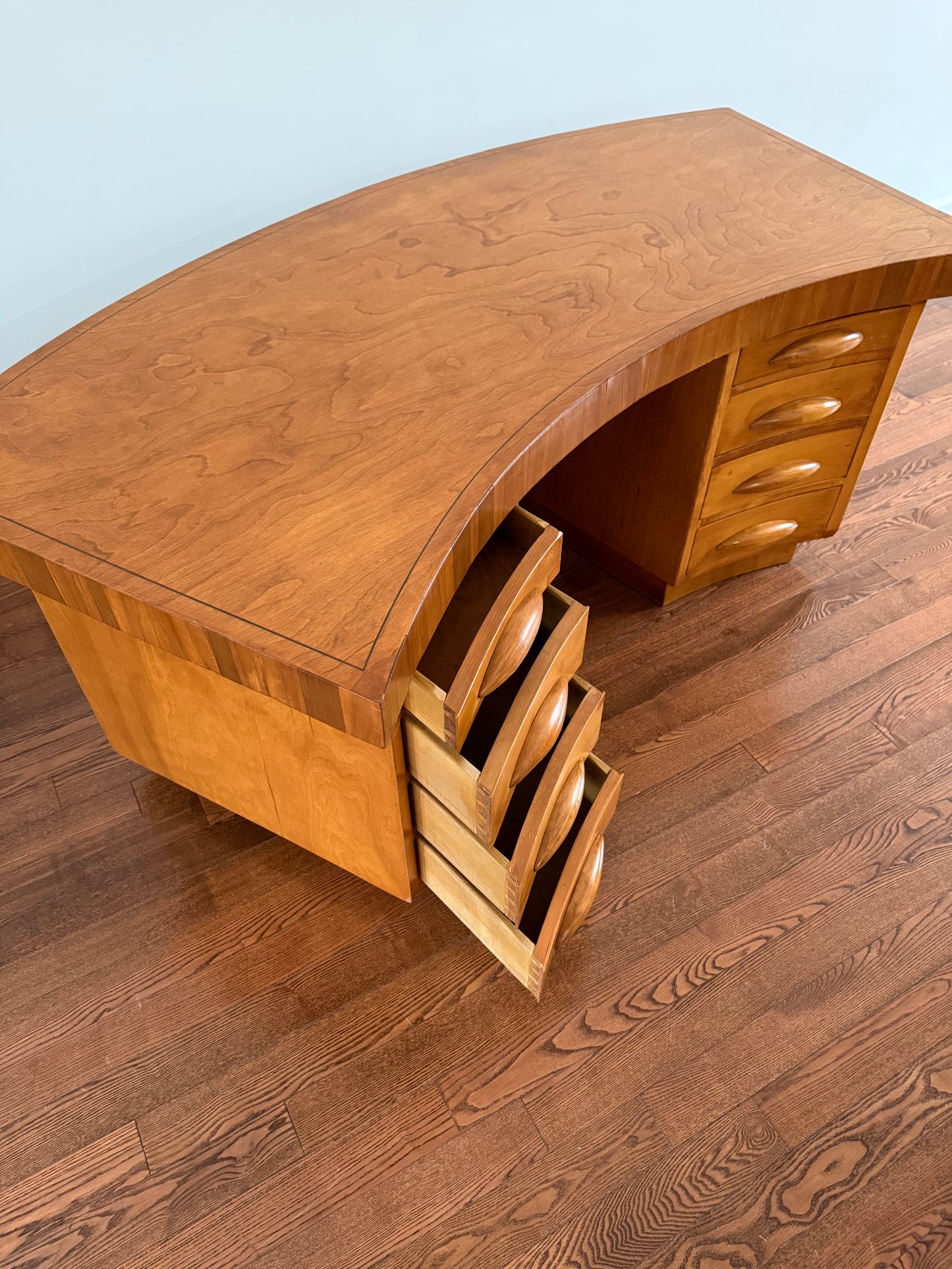 Curved Walnut Writing Desk, 1940s