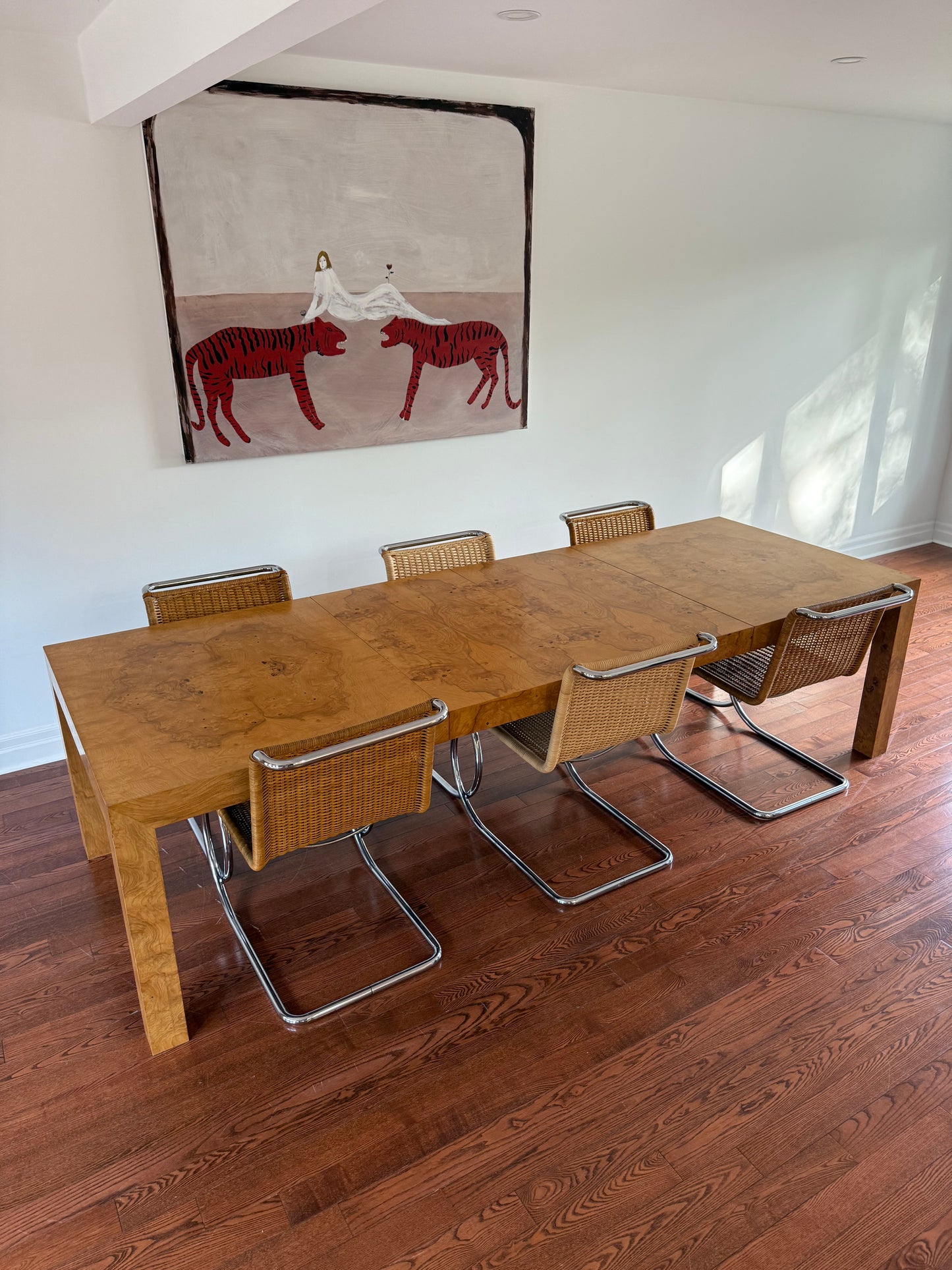 Milo Baughman Burlwood Parsons Dining Table for Thayer Coggin, 1970s